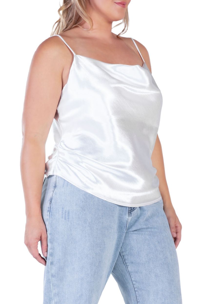 Cowl Neck Satin Crop Top