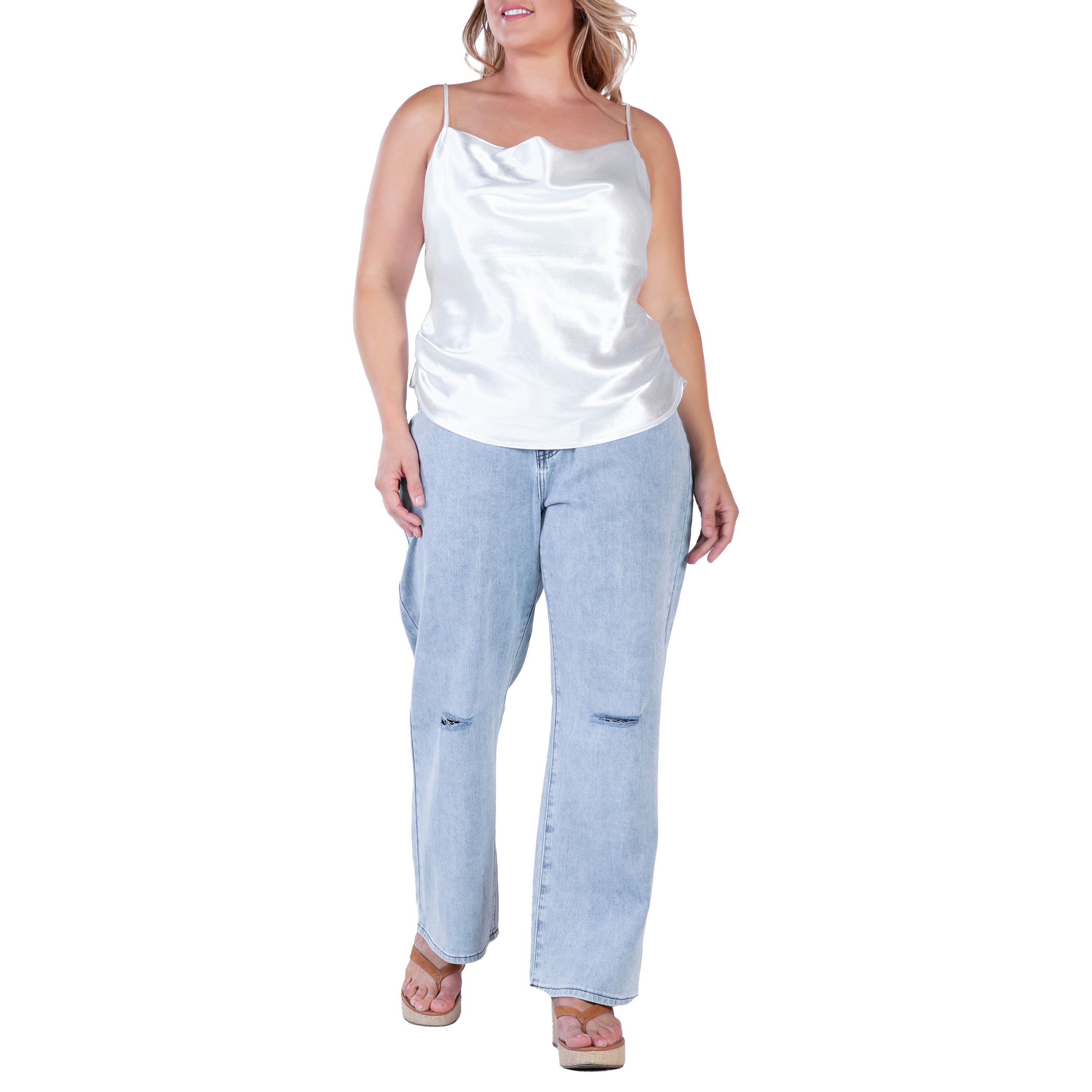 Cowl Neck Satin Crop Top