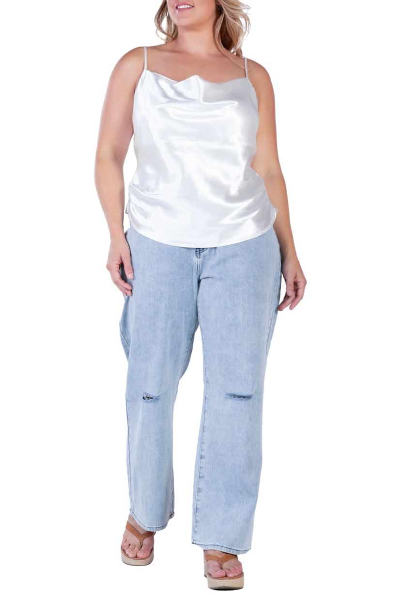 Cowl Neck Satin Crop Top