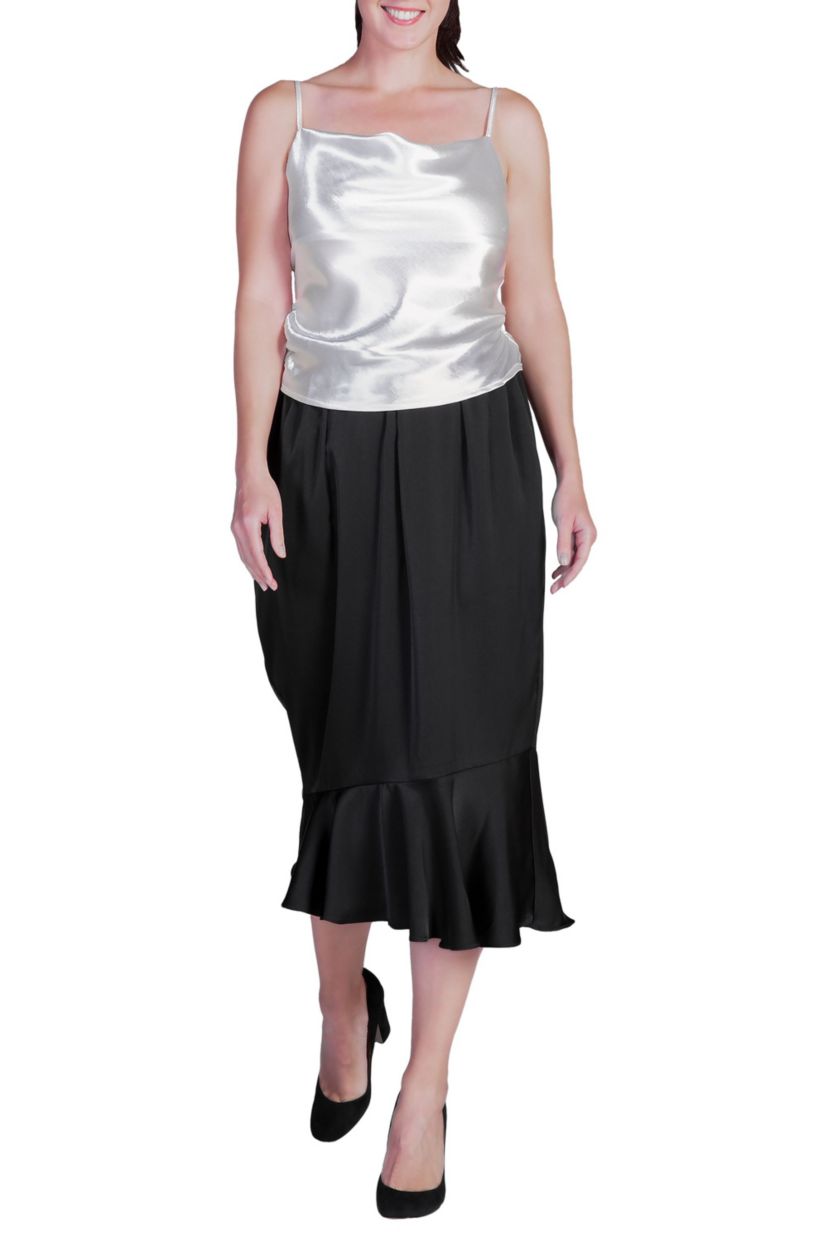 Cowl Neck Satin Crop Top