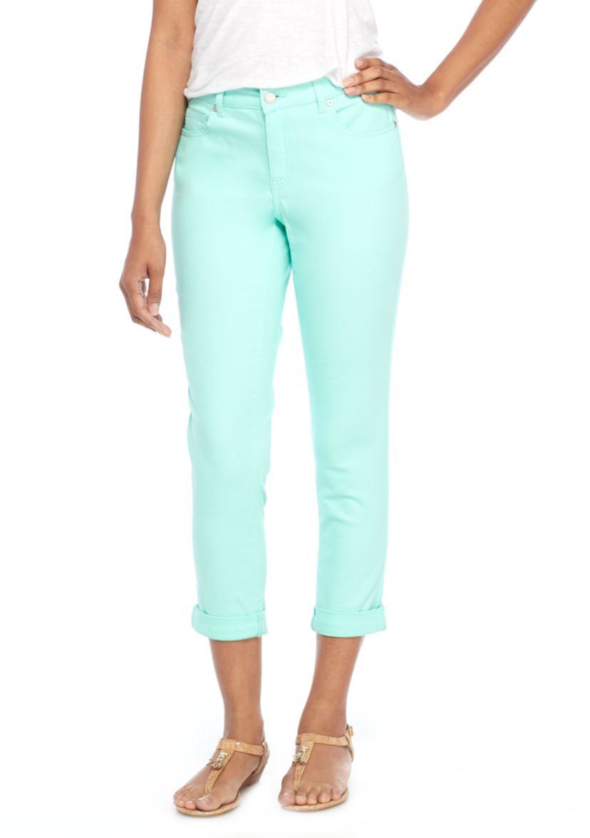 Solid Stretch Denim Crop Pants