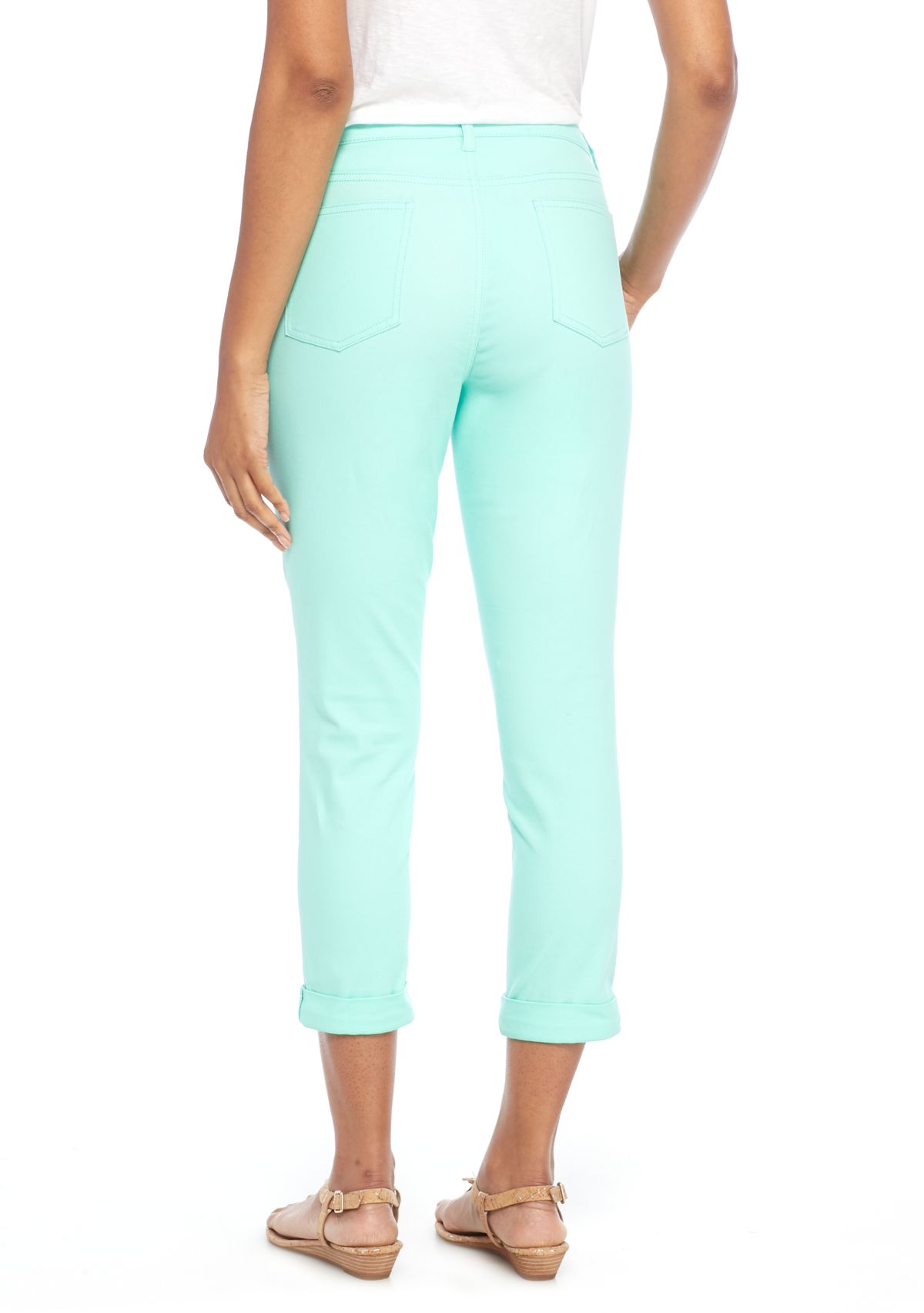 Solid Stretch Denim Crop Pants