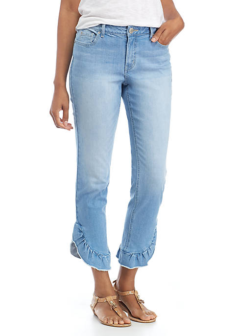 Crown & Ivy™ Ruffle Hem Denim Jeans | belk