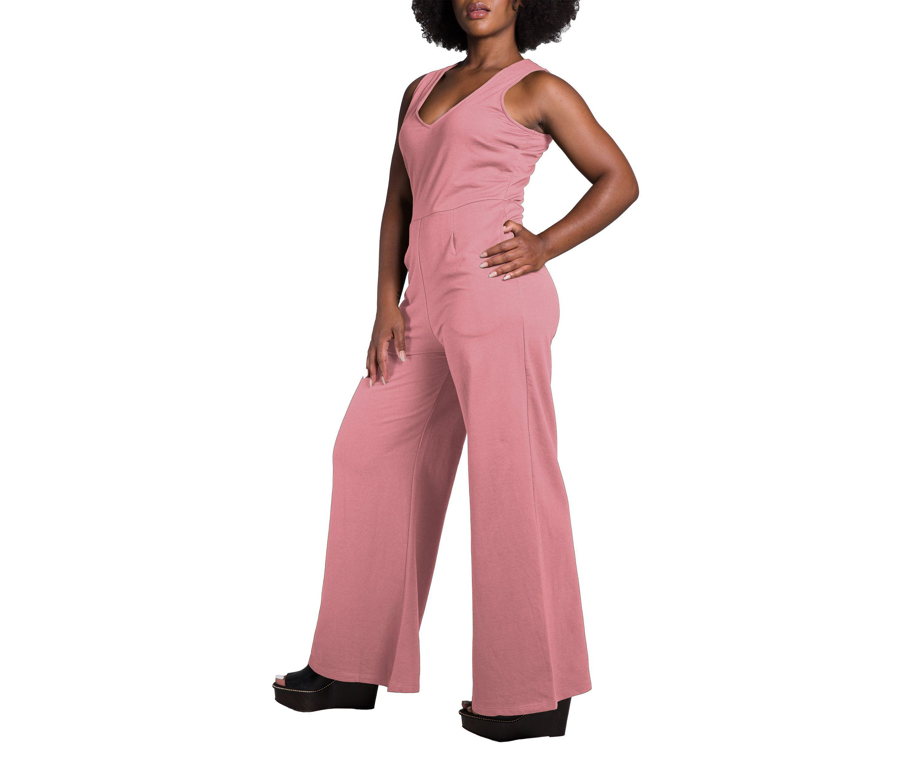 Womens Sleeveless V-Neck Wide Leg Jumsuit