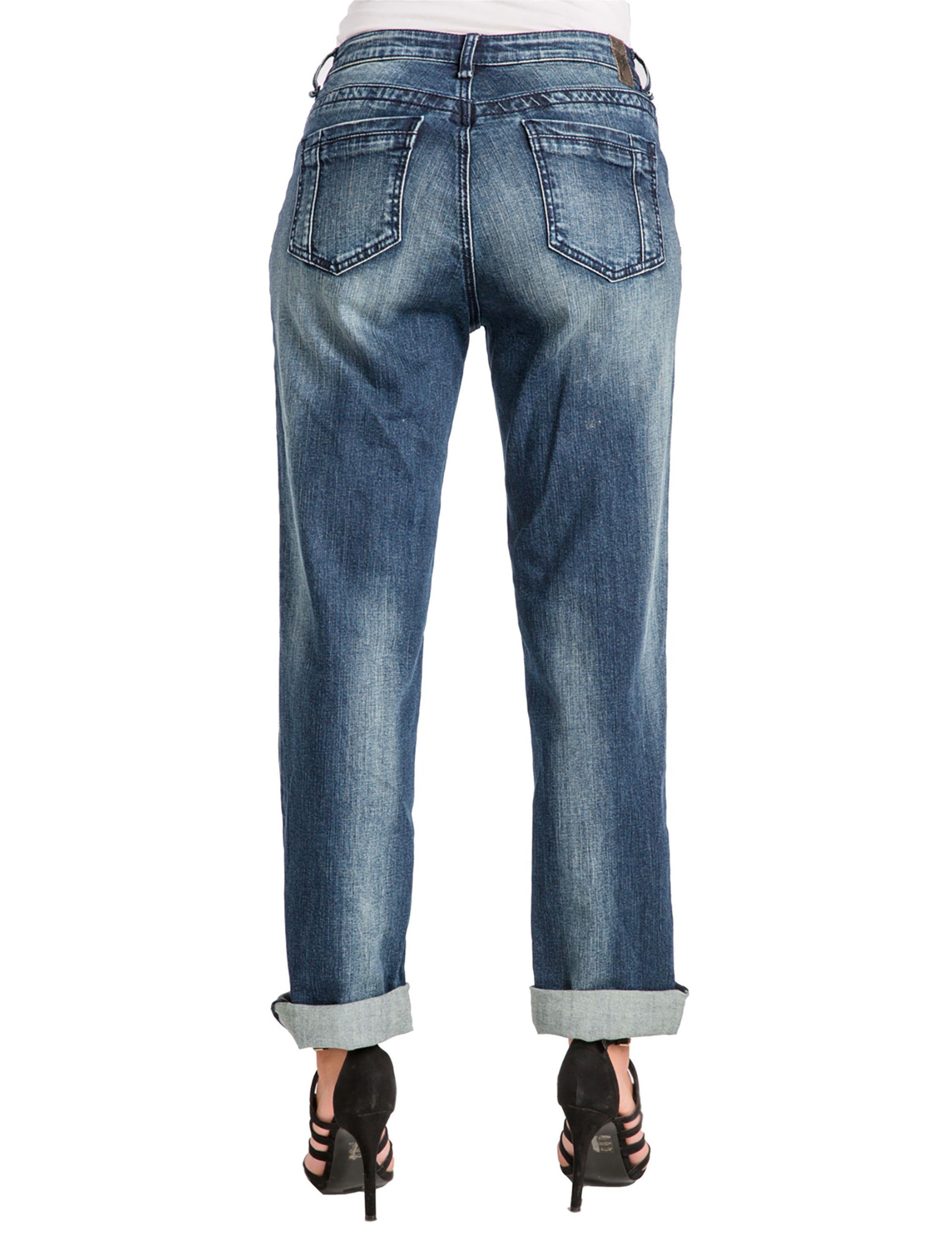 Poetic Justice Womens Curvy Fit Medium Vintage Stretch Rolled Boyfriend Jeans