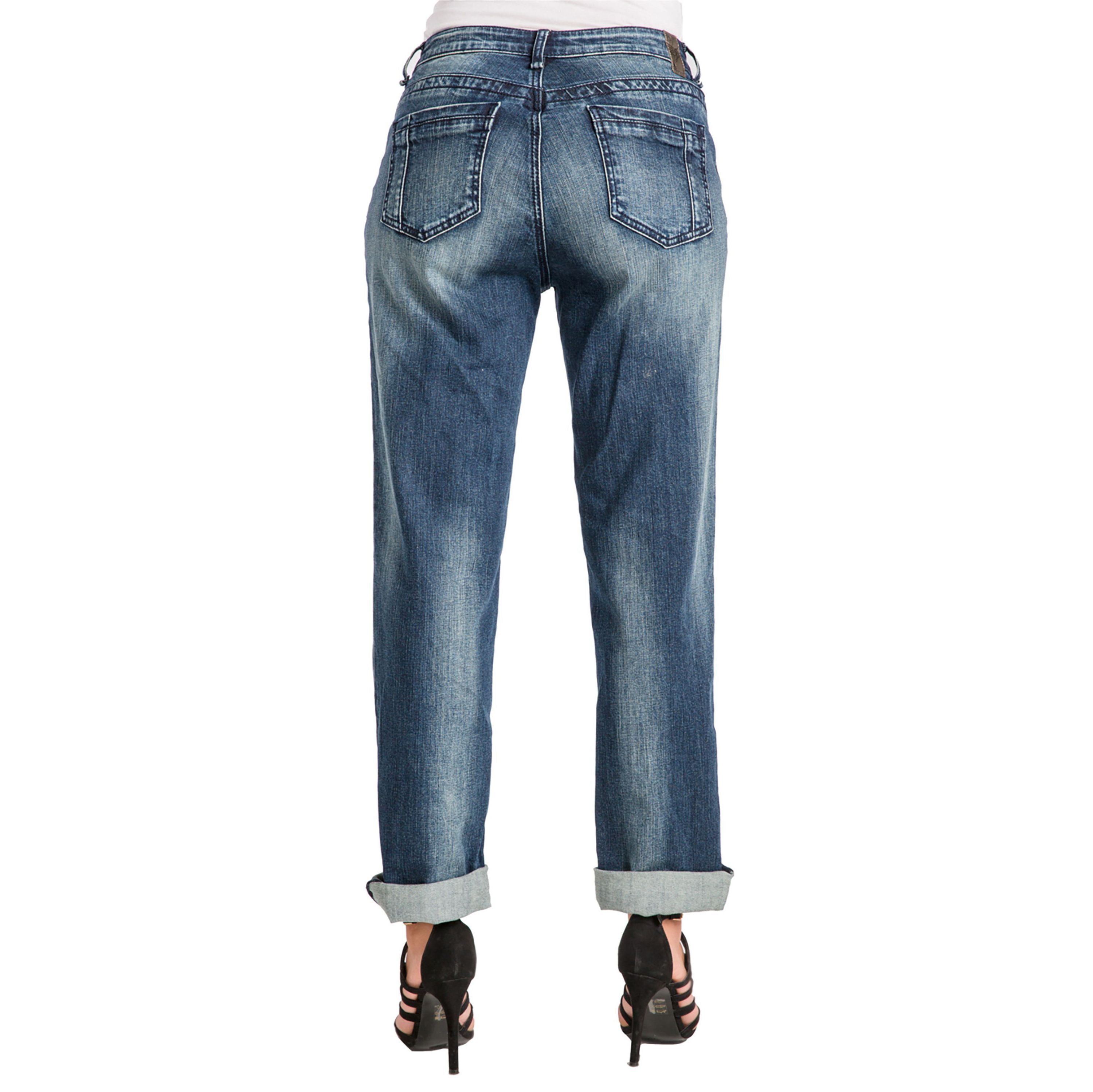 Poetic Justice Womens Curvy Fit Medium Vintage Stretch Rolled Boyfriend Jeans