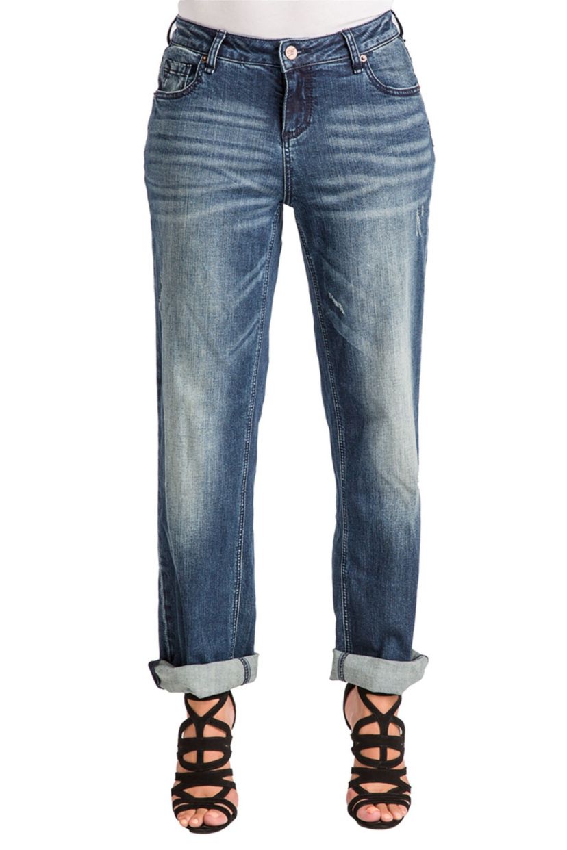 Poetic Justice Womens Curvy Fit Medium Vintage Stretch Rolled Boyfriend Jeans