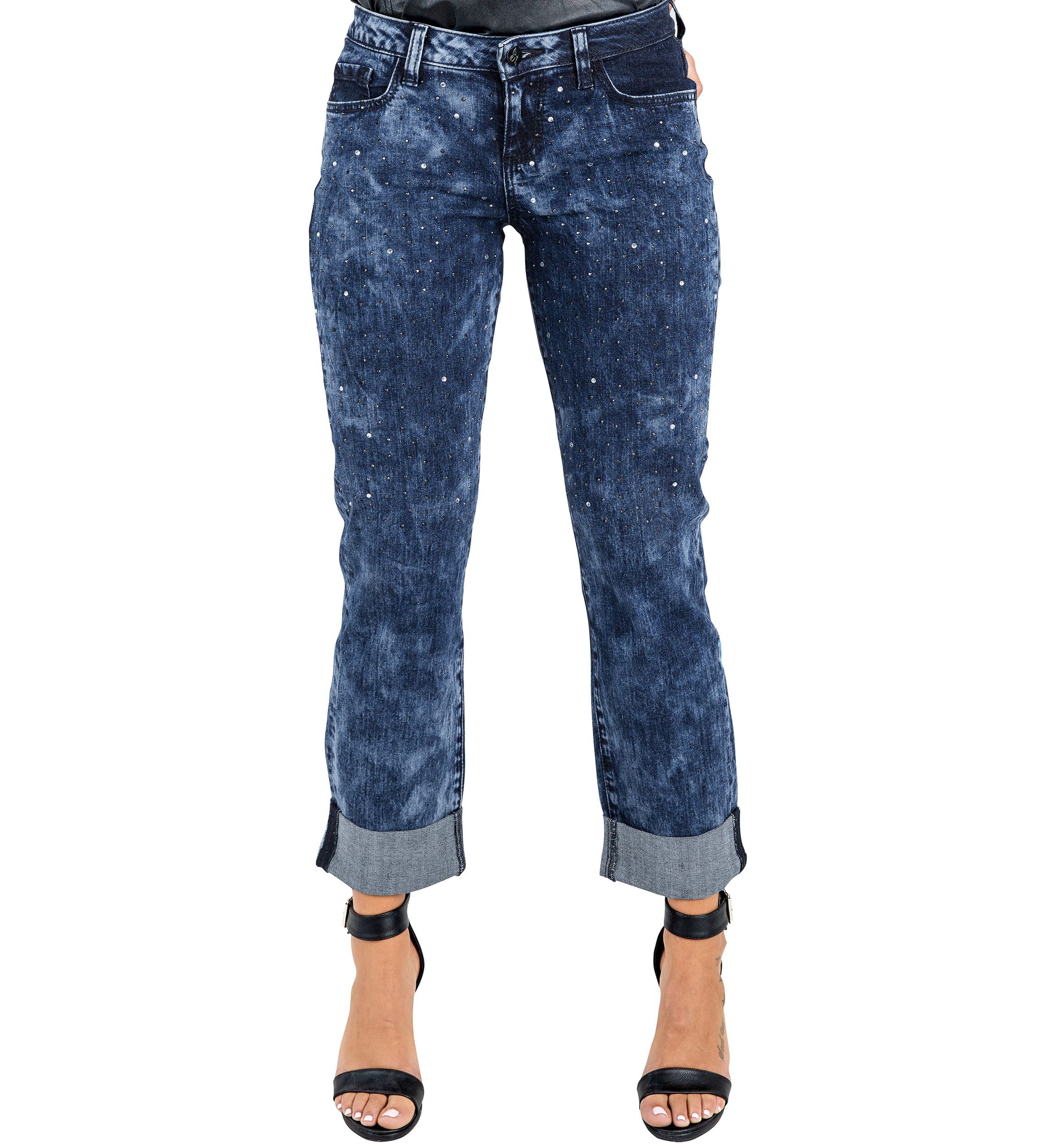 Encrusted Diamond Boyfriend Jeans