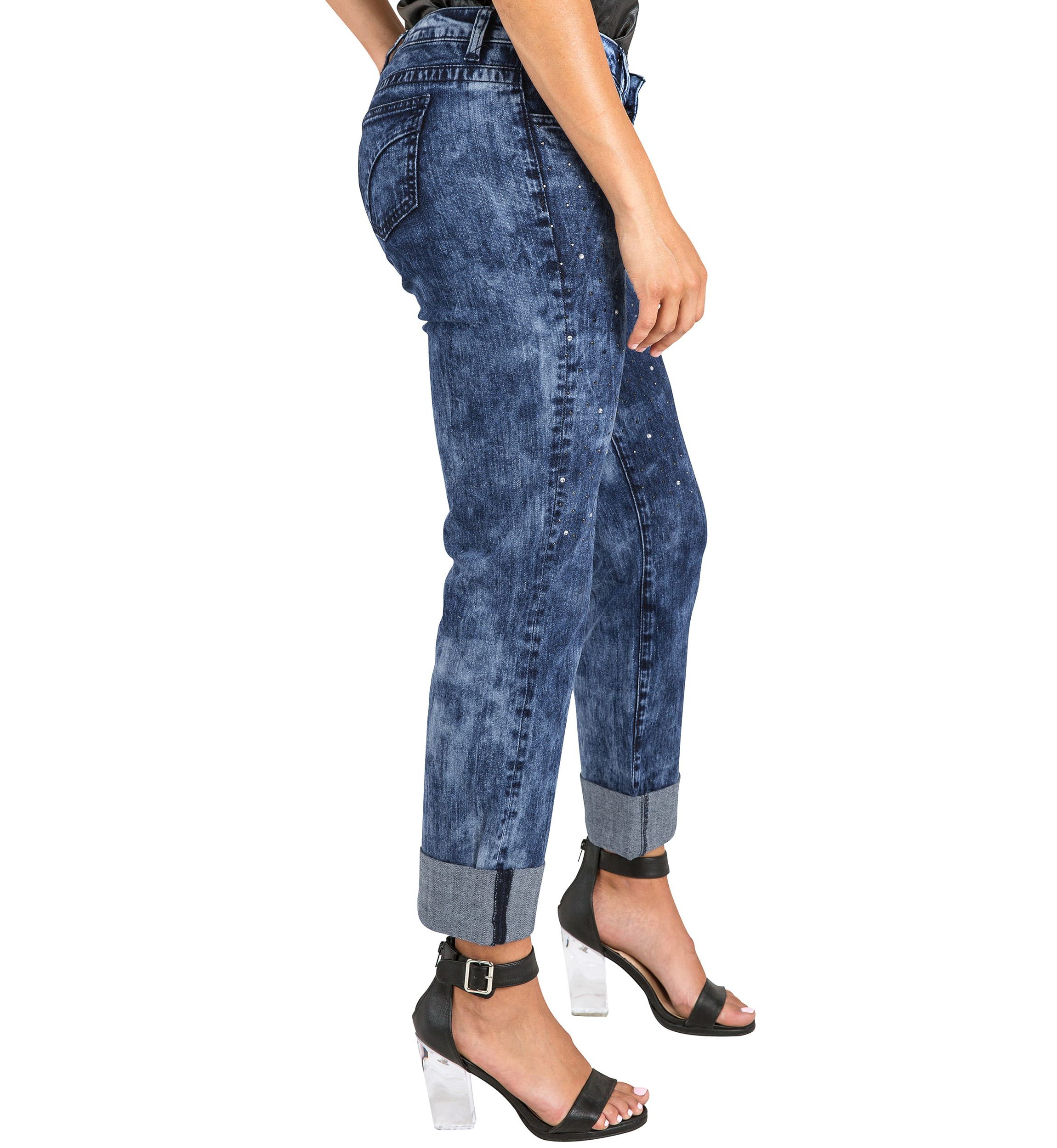 Encrusted Diamond Boyfriend Jeans