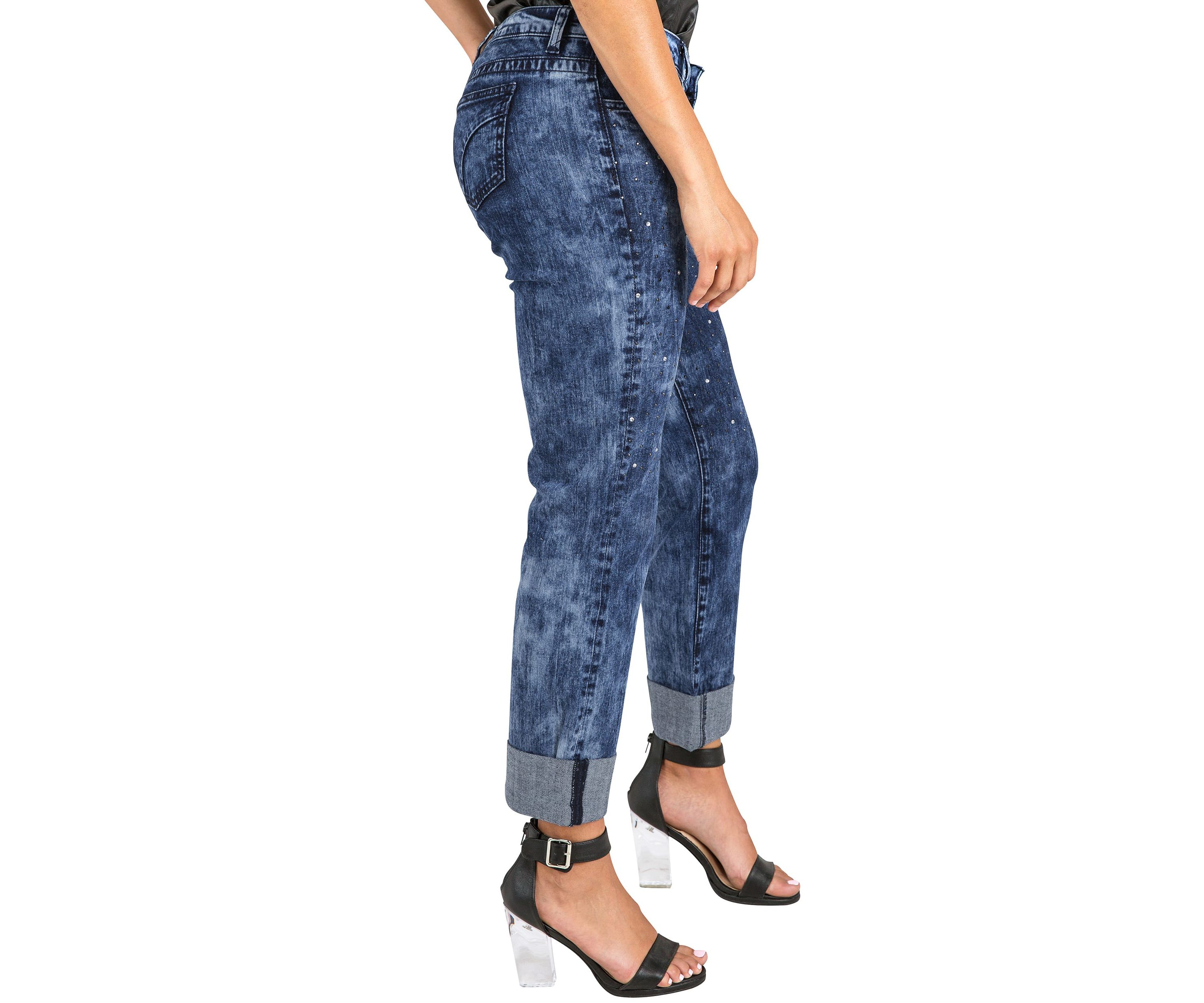Encrusted Diamond Boyfriend Jeans