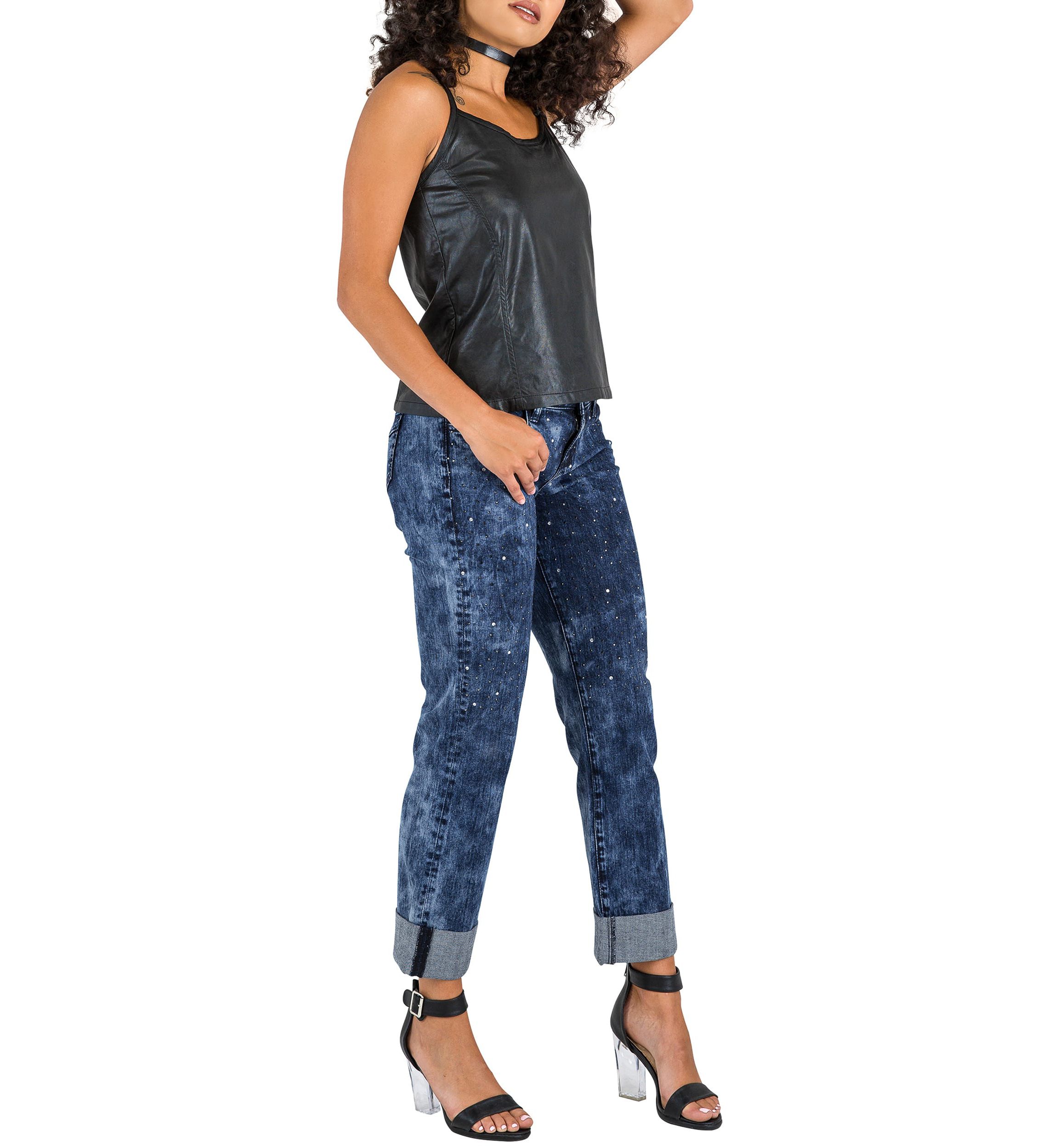 Encrusted Diamond Boyfriend Jeans
