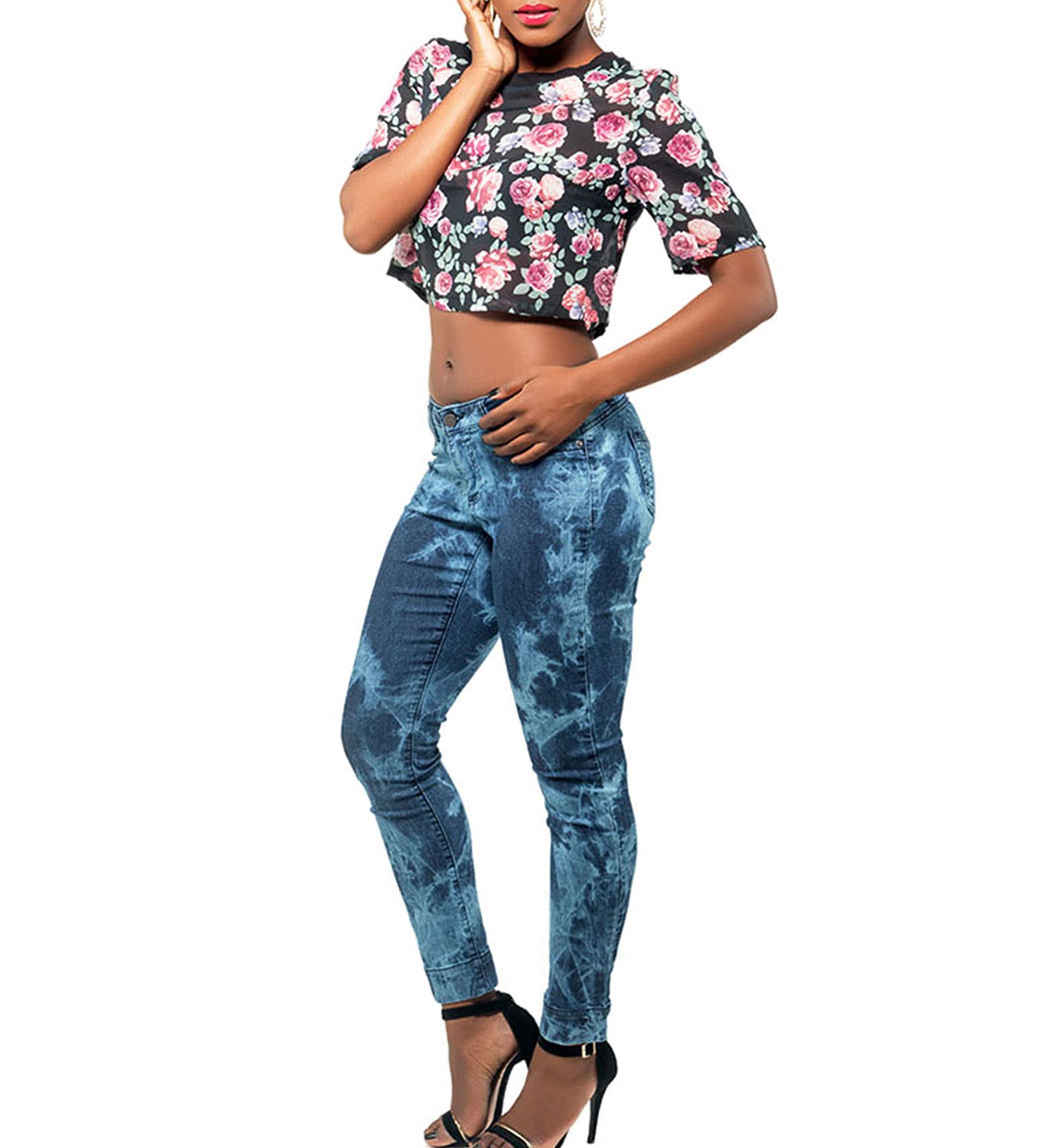 Curvy Fit Stretch Destroyed Skinny Ankle Jeans