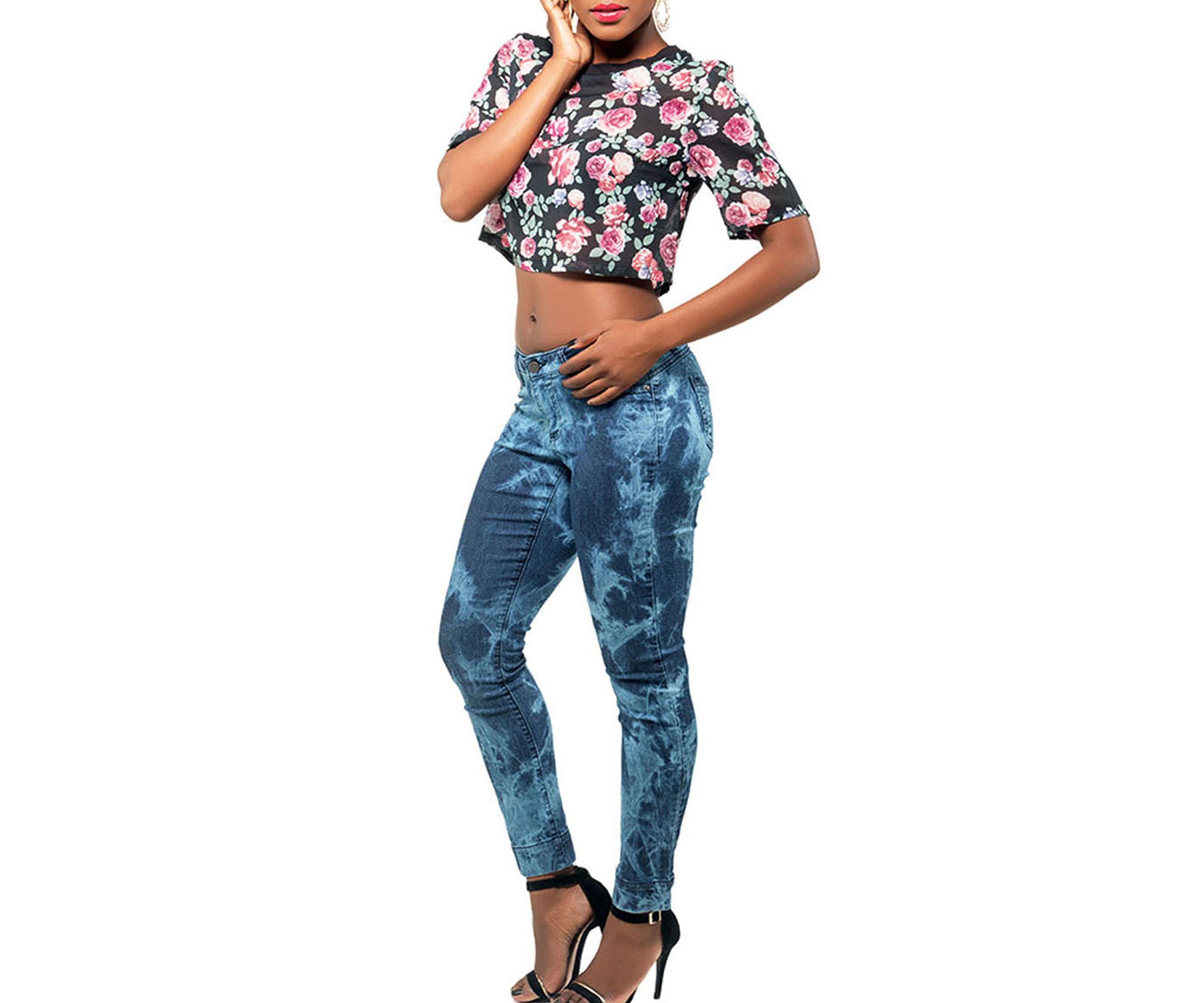 Curvy Fit Stretch Destroyed Skinny Ankle Jeans