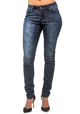 Poetic Justice Women's Daisy Printed Mid Rise Skinny Jeans