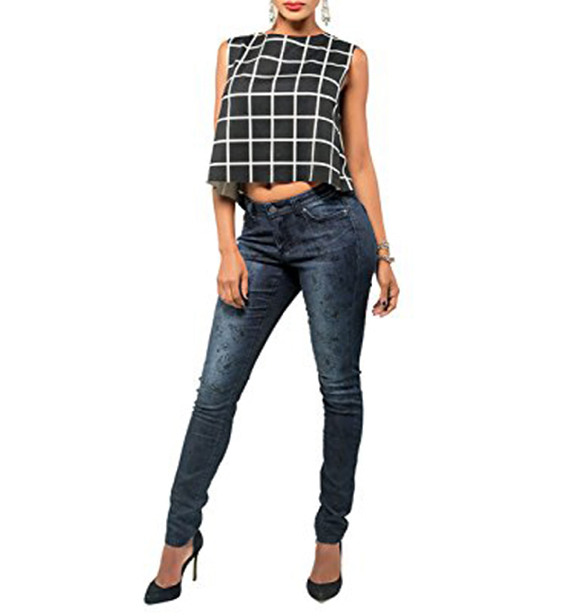 Daisy Printed Mid Rise Skinny Jeans