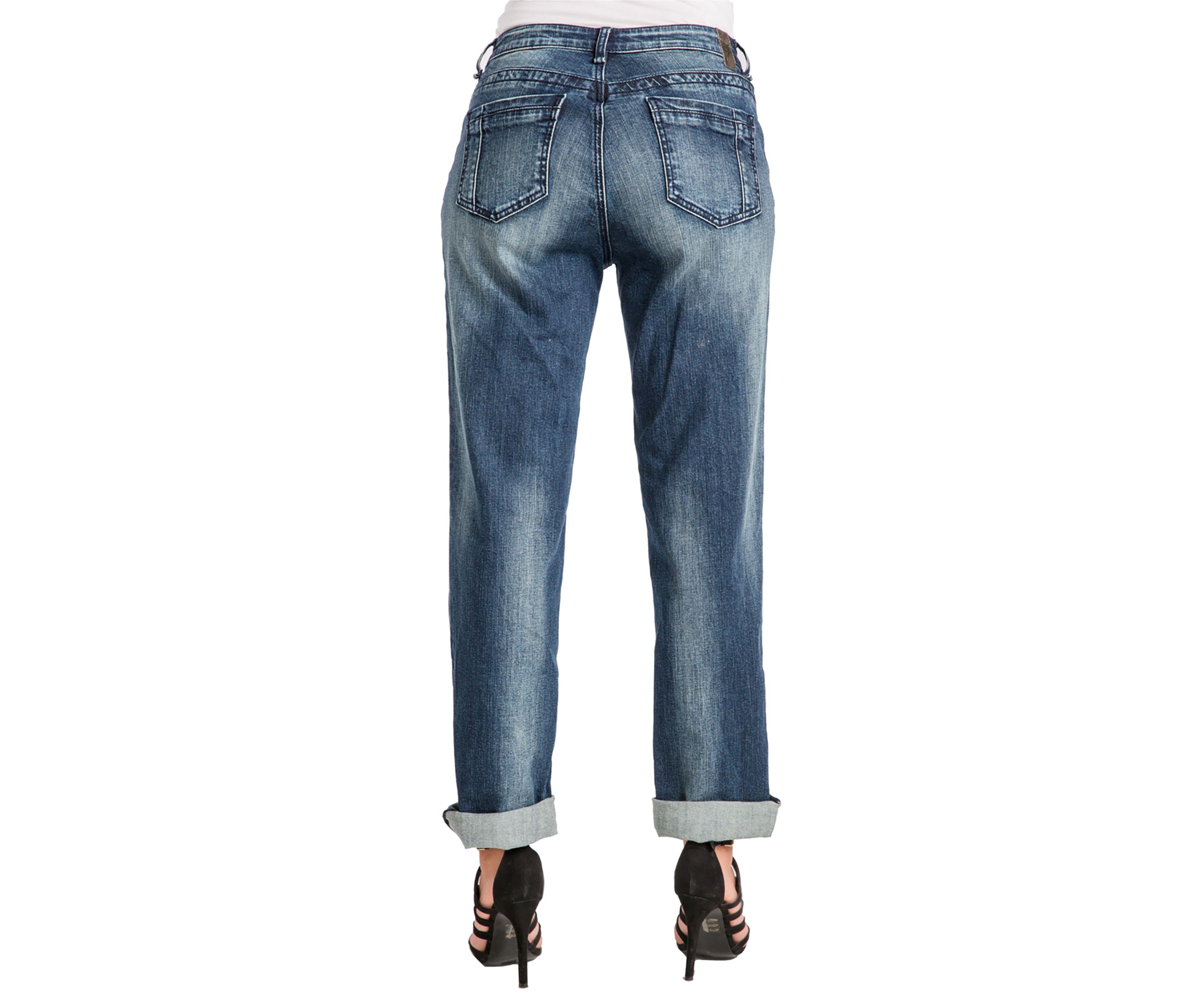 Poetic Justice Womens Curvy Fit Medium Vintage Stretch Rolled Boyfriend Jeans