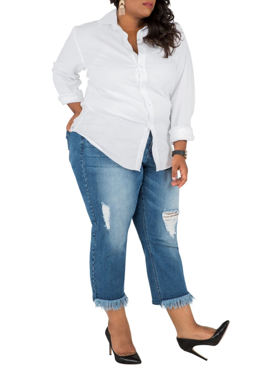 Cropped Frayed Boyfriend Jeans