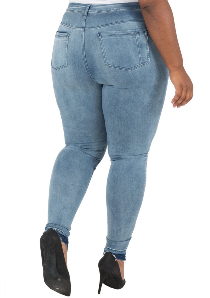 Plus Size Curvy Fit Frayed Hem Distressed Jeans