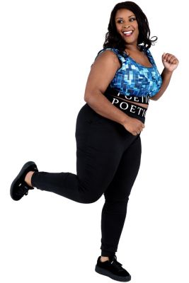 Poetic Justice Curvy Women's Lex Black Jogger Pants w Pockets
