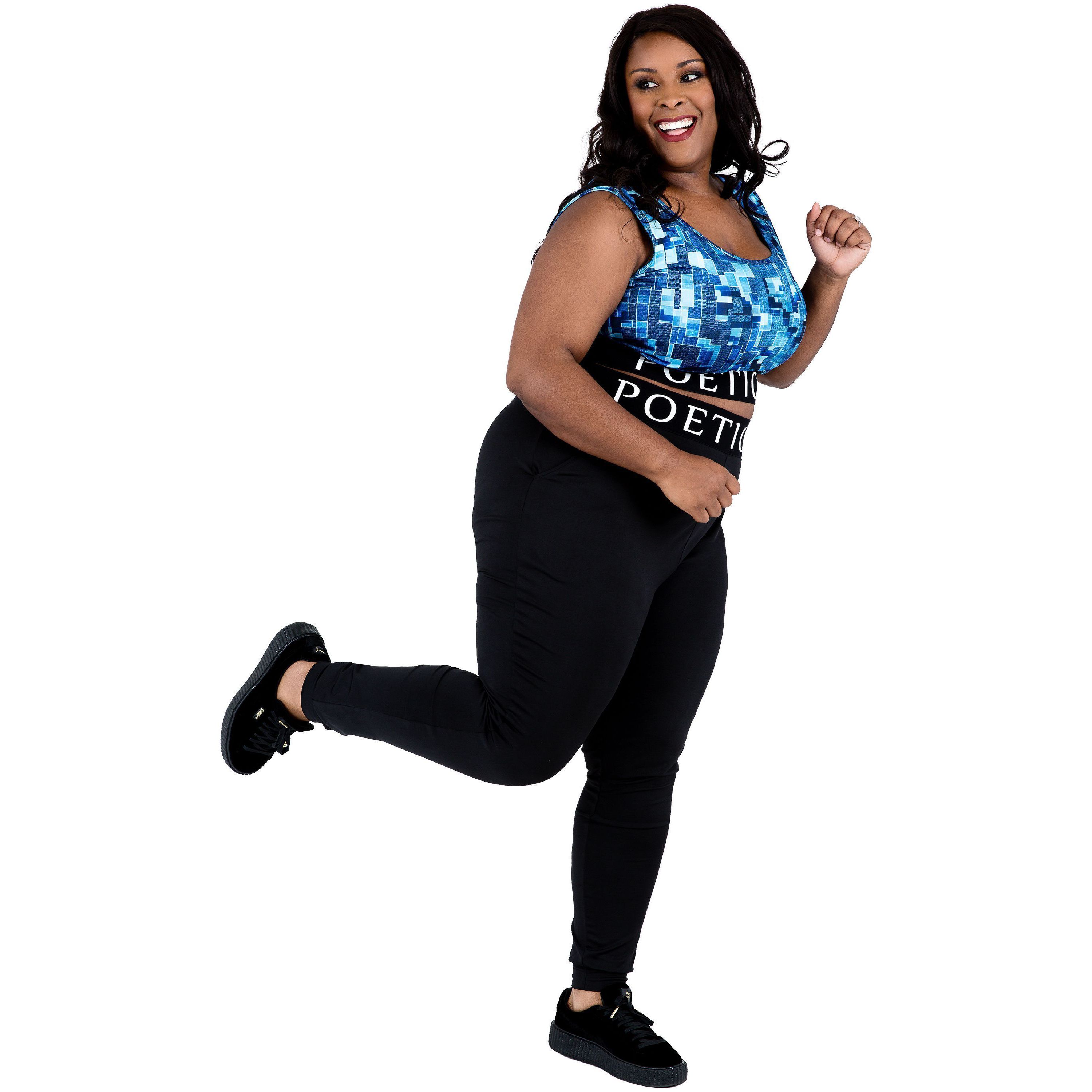 Curvy Womens Lex Black Jogger Pants w Pockets