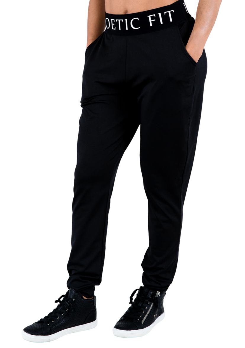 Poetic Justice Curvy Womens Lex Black Jogger Pants w Pockets