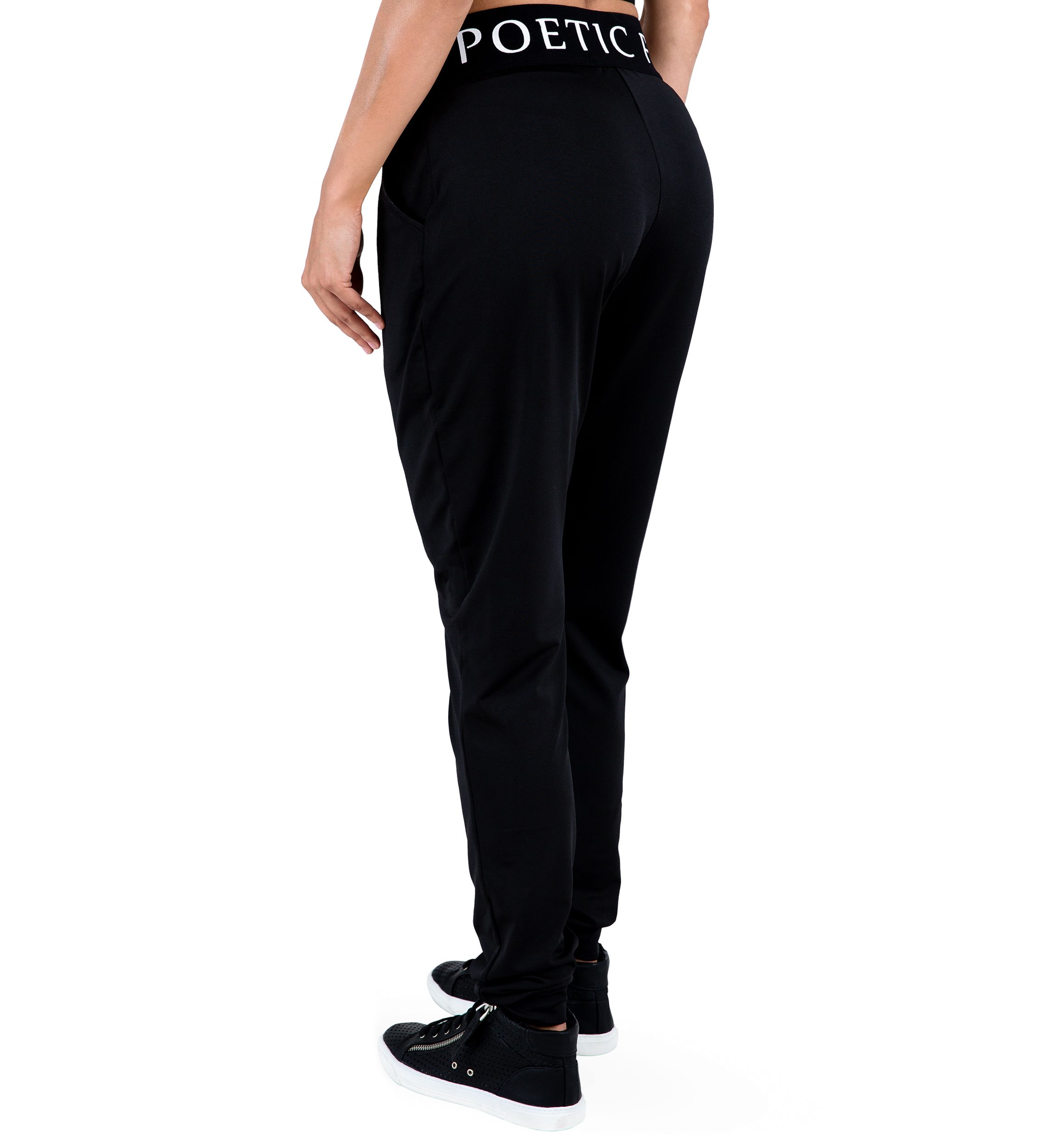 Poetic Justice Curvy Womens Lex Black Jogger Pants w Pockets