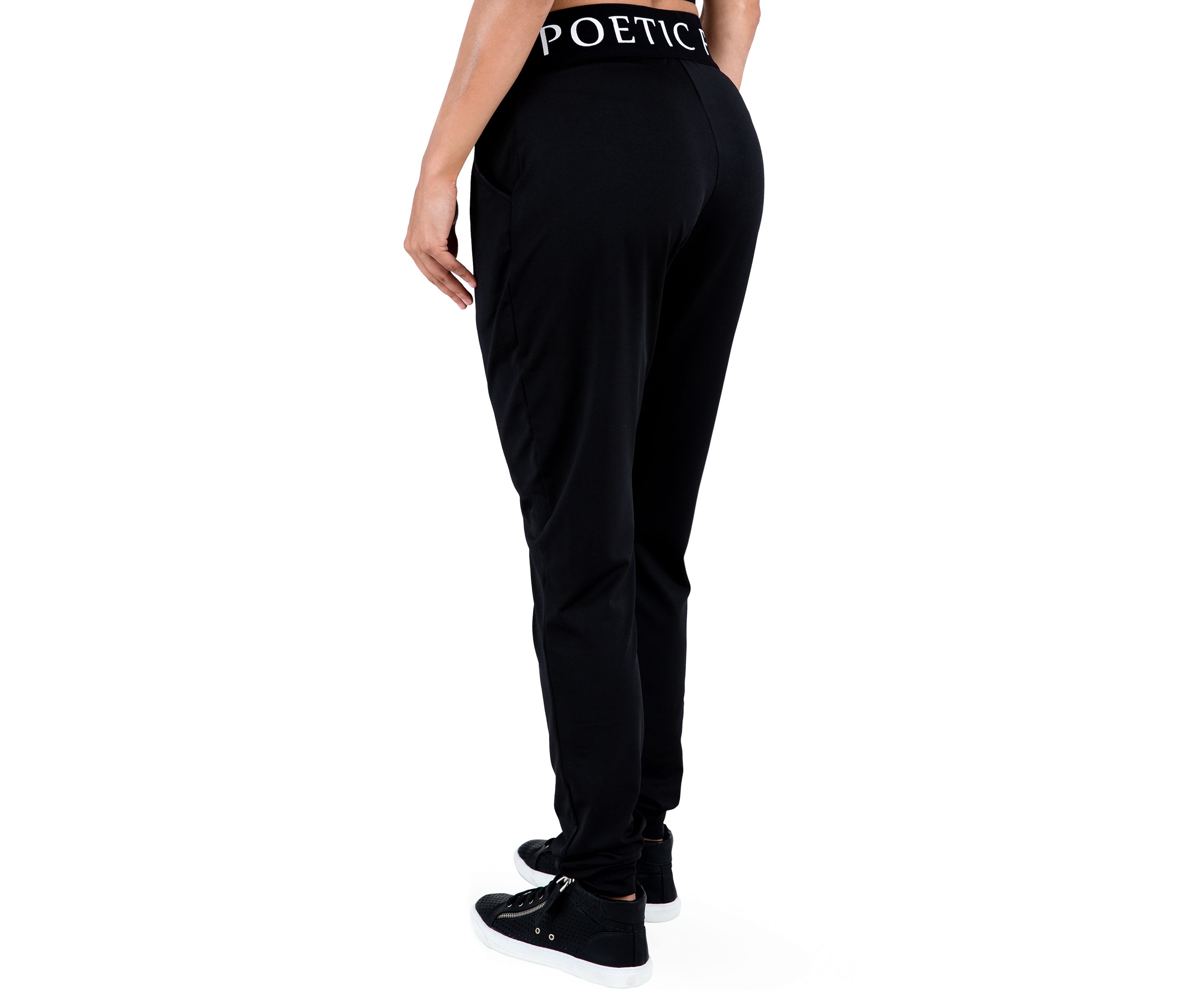 Poetic Justice Curvy Womens Lex Black Jogger Pants w Pockets