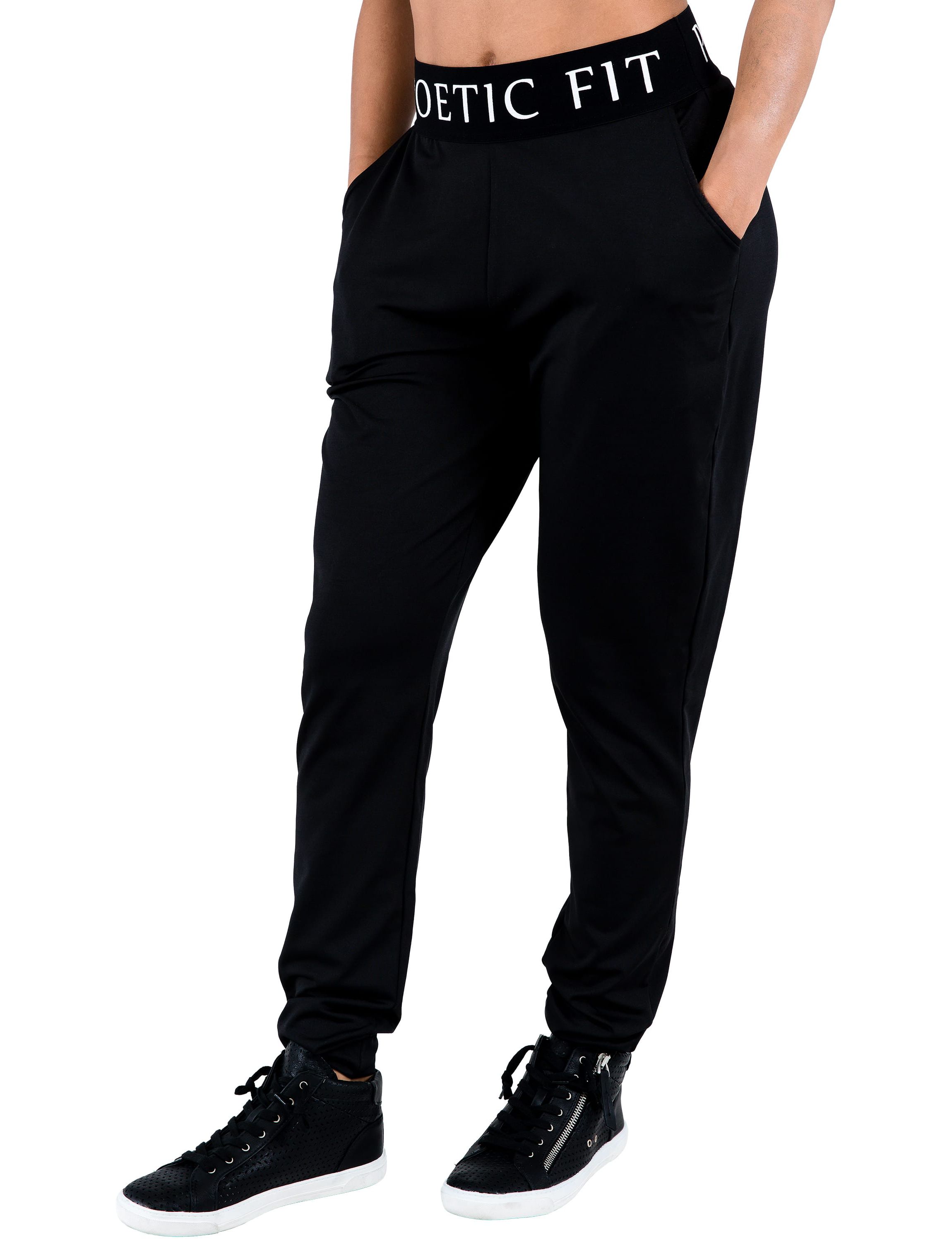 Poetic Justice Curvy Womens Lex Black Jogger Pants w Pockets