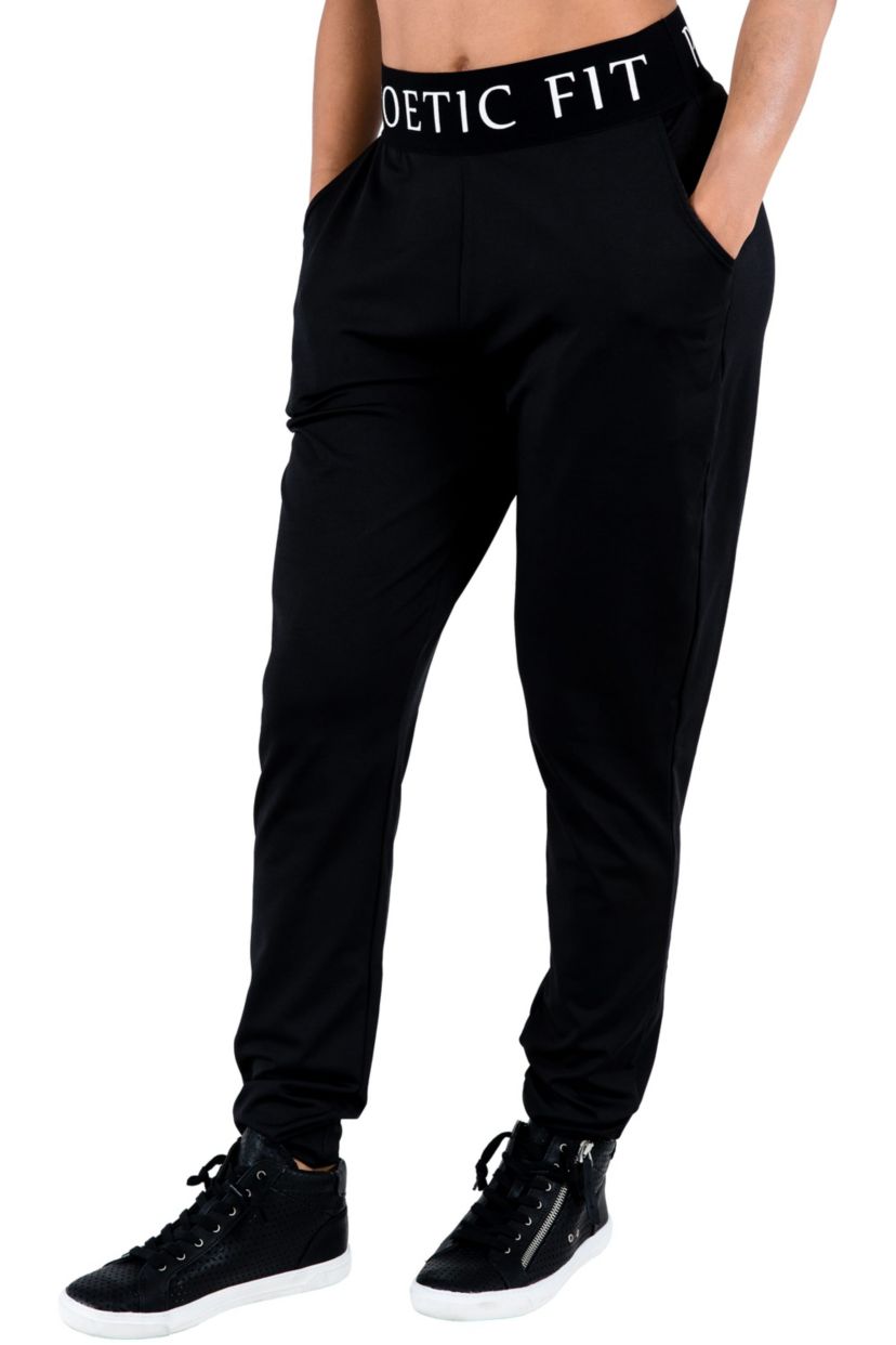 Poetic Justice Curvy Womens Lex Black Jogger Pants w Pockets