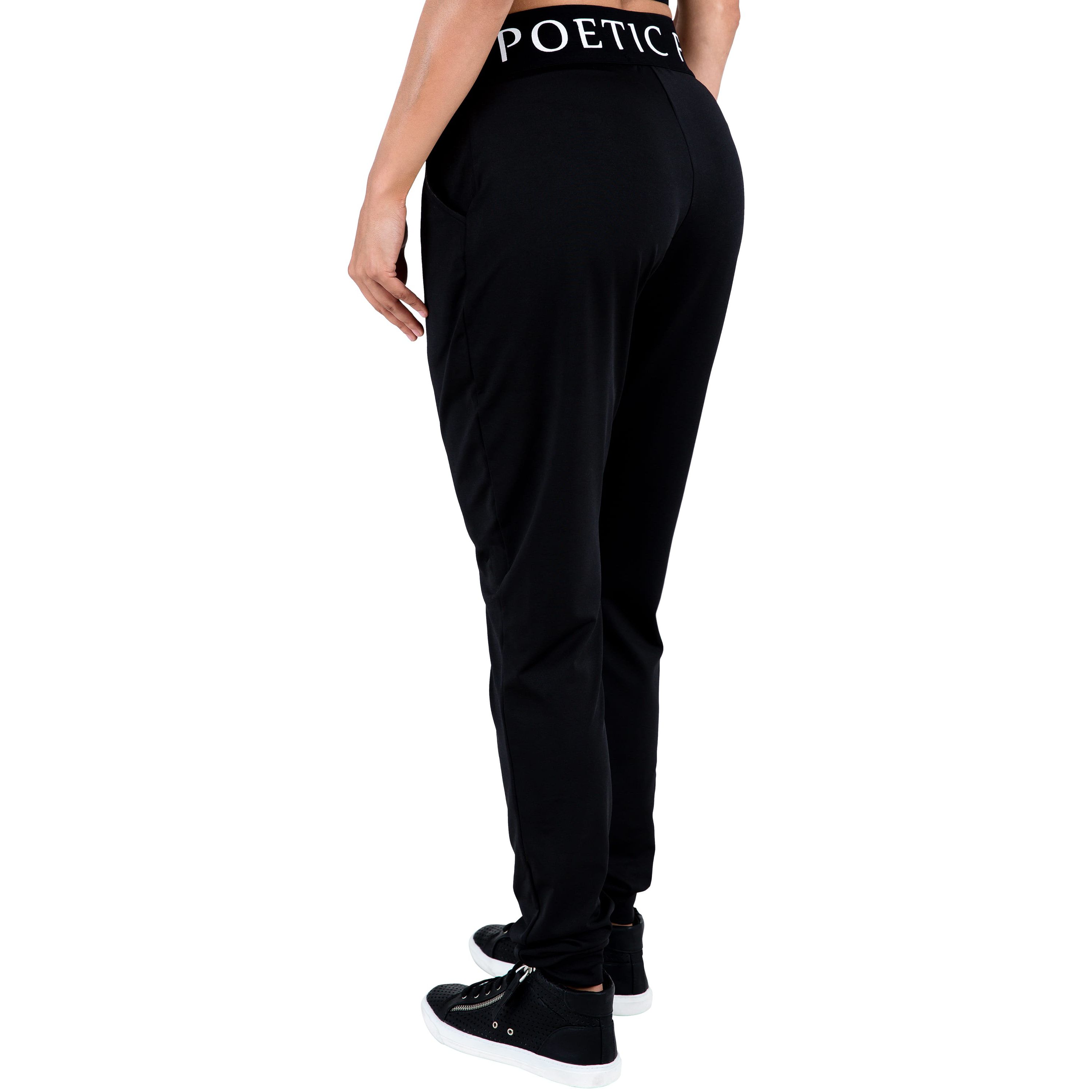 Poetic Justice Curvy Womens Lex Black Jogger Pants w Pockets
