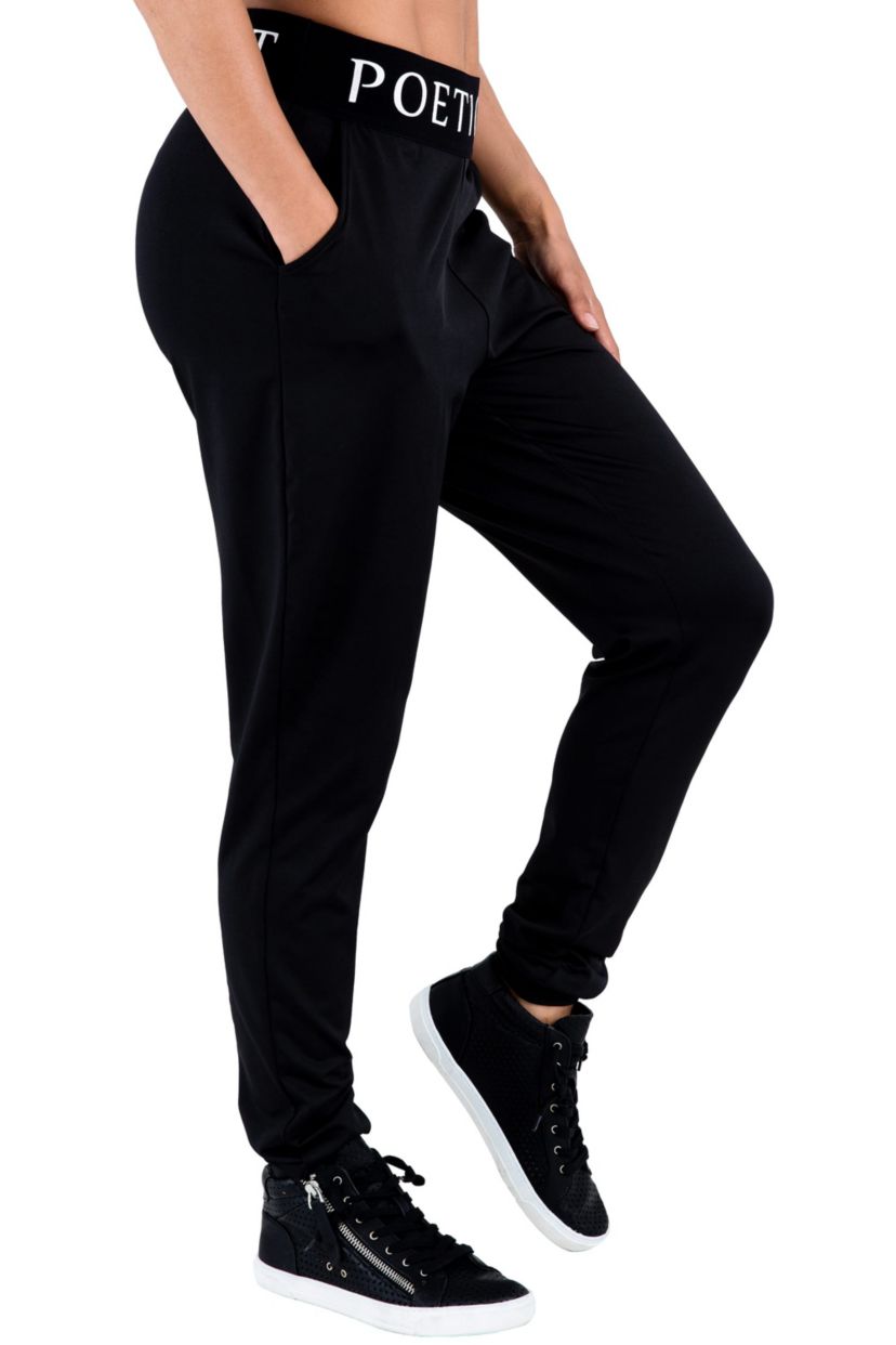 Poetic Justice Curvy Womens Lex Black Jogger Pants w Pockets