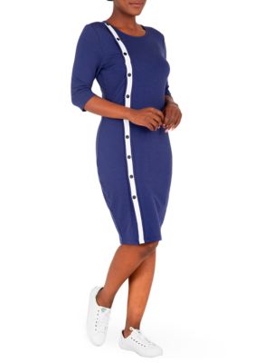 Poetic Justice Women's Plus Size Pauline Dress, Navy Blue, Large