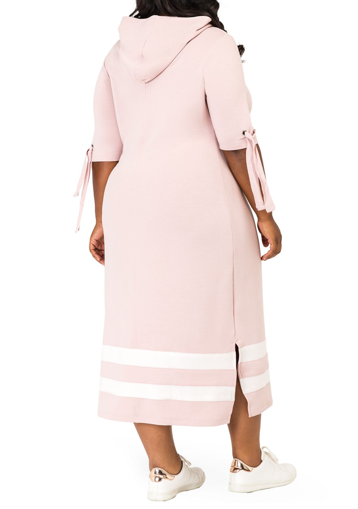 Rima Hooded Maxi Back Cut Out Side Slit Dress 