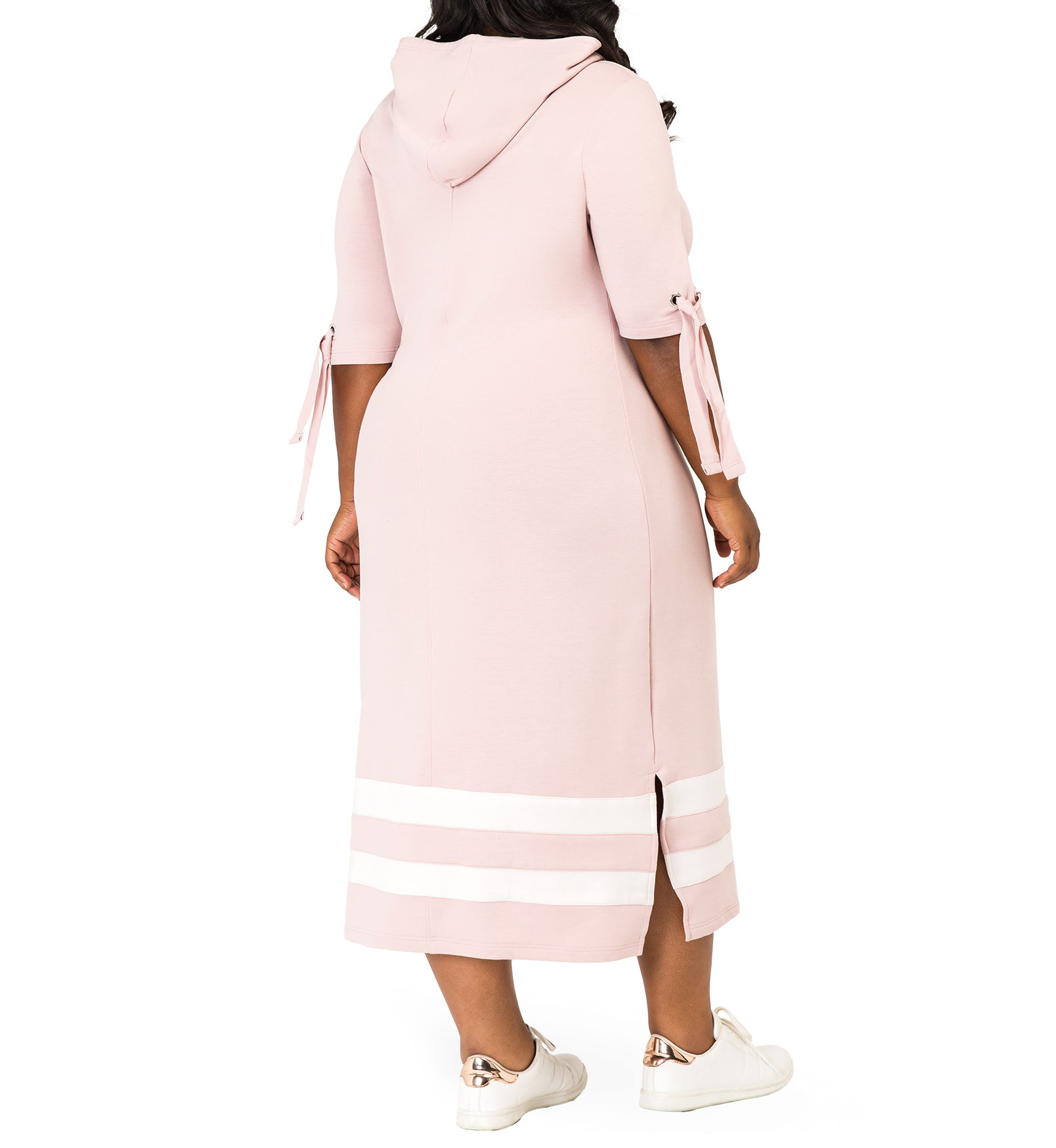 Rima Hooded Maxi Back Cut Out Side Slit Dress 