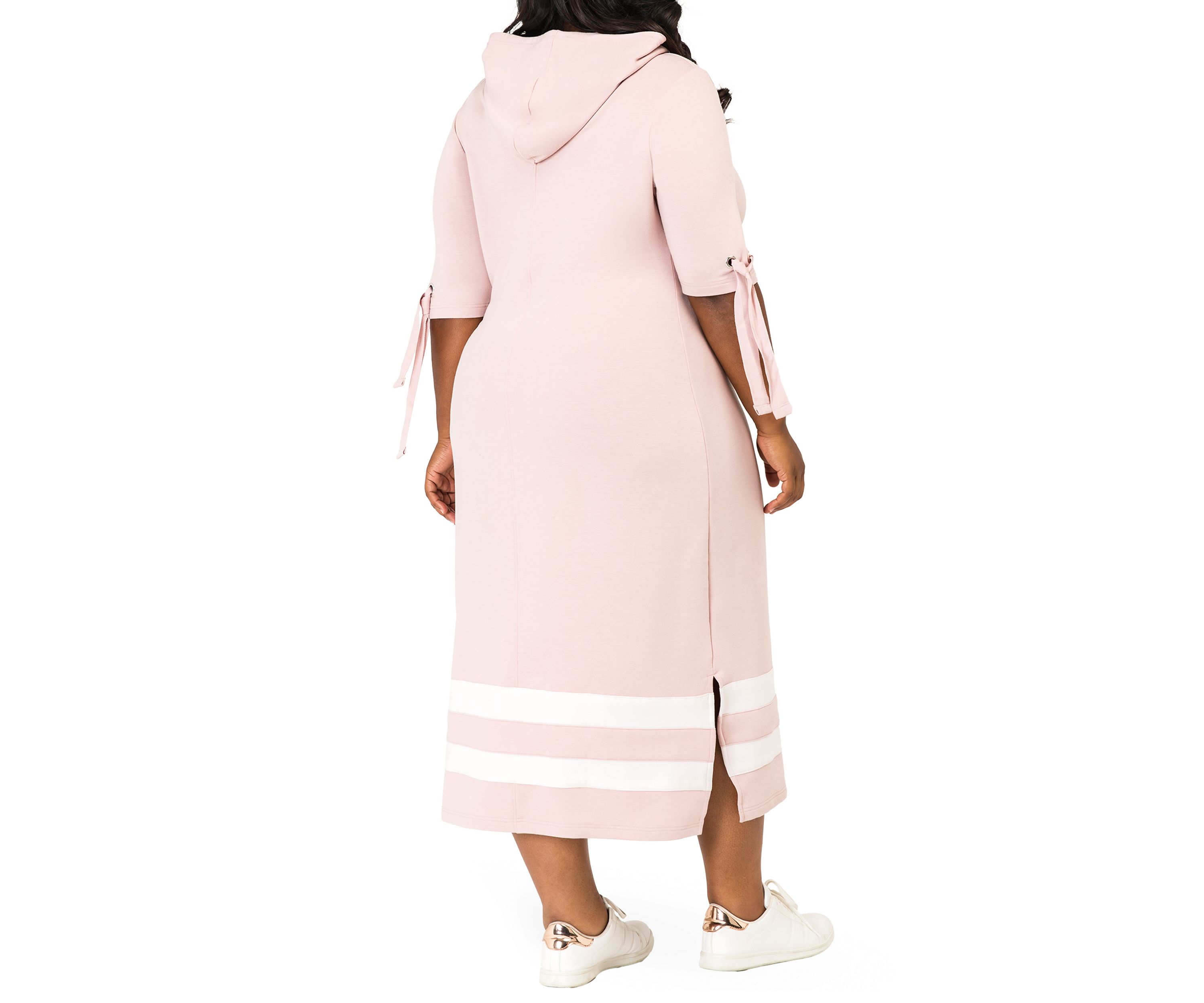 Rima Hooded Maxi Back Cut Out Side Slit Dress 