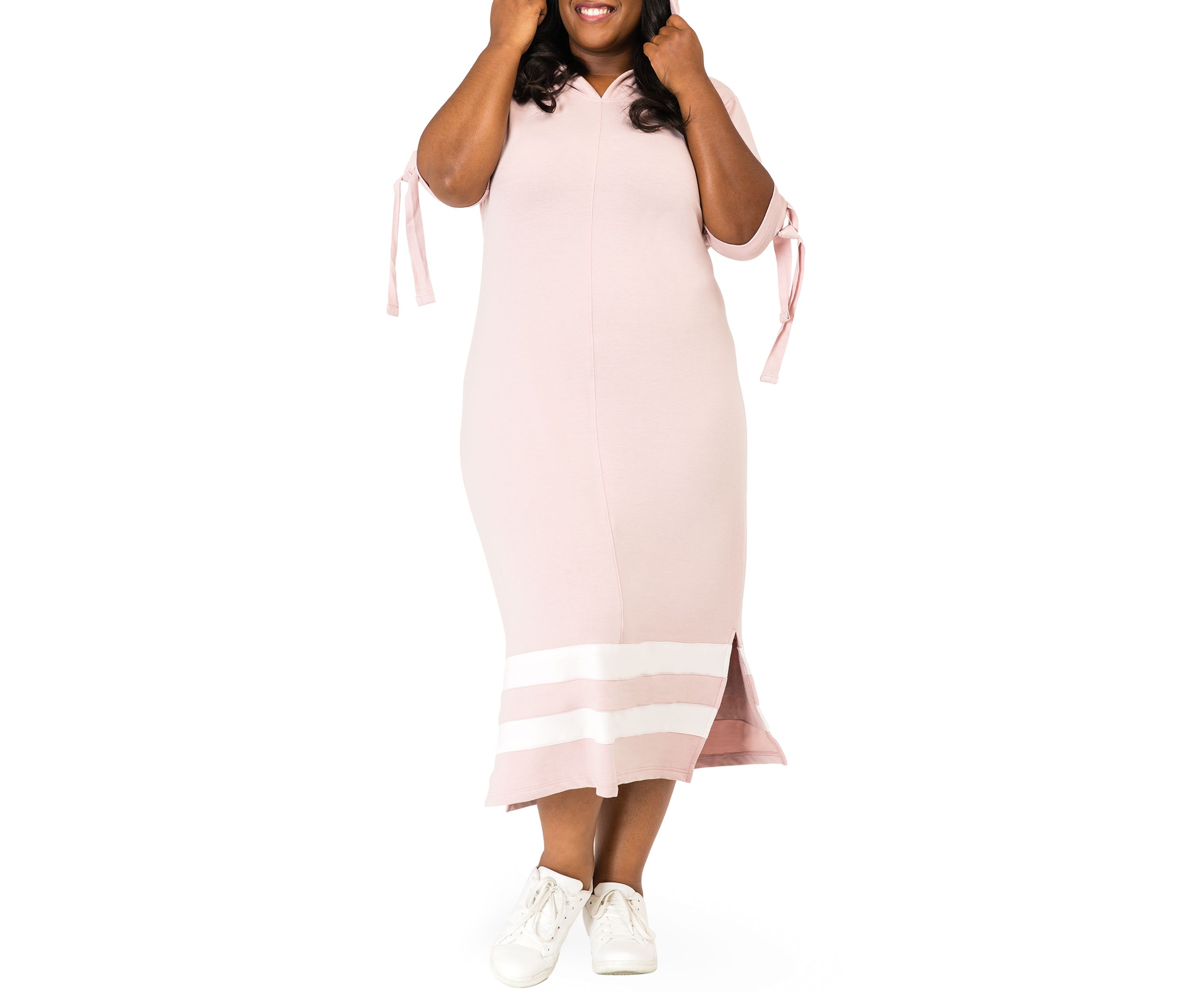 Rima Hooded Maxi Back Cut Out Side Slit Dress 