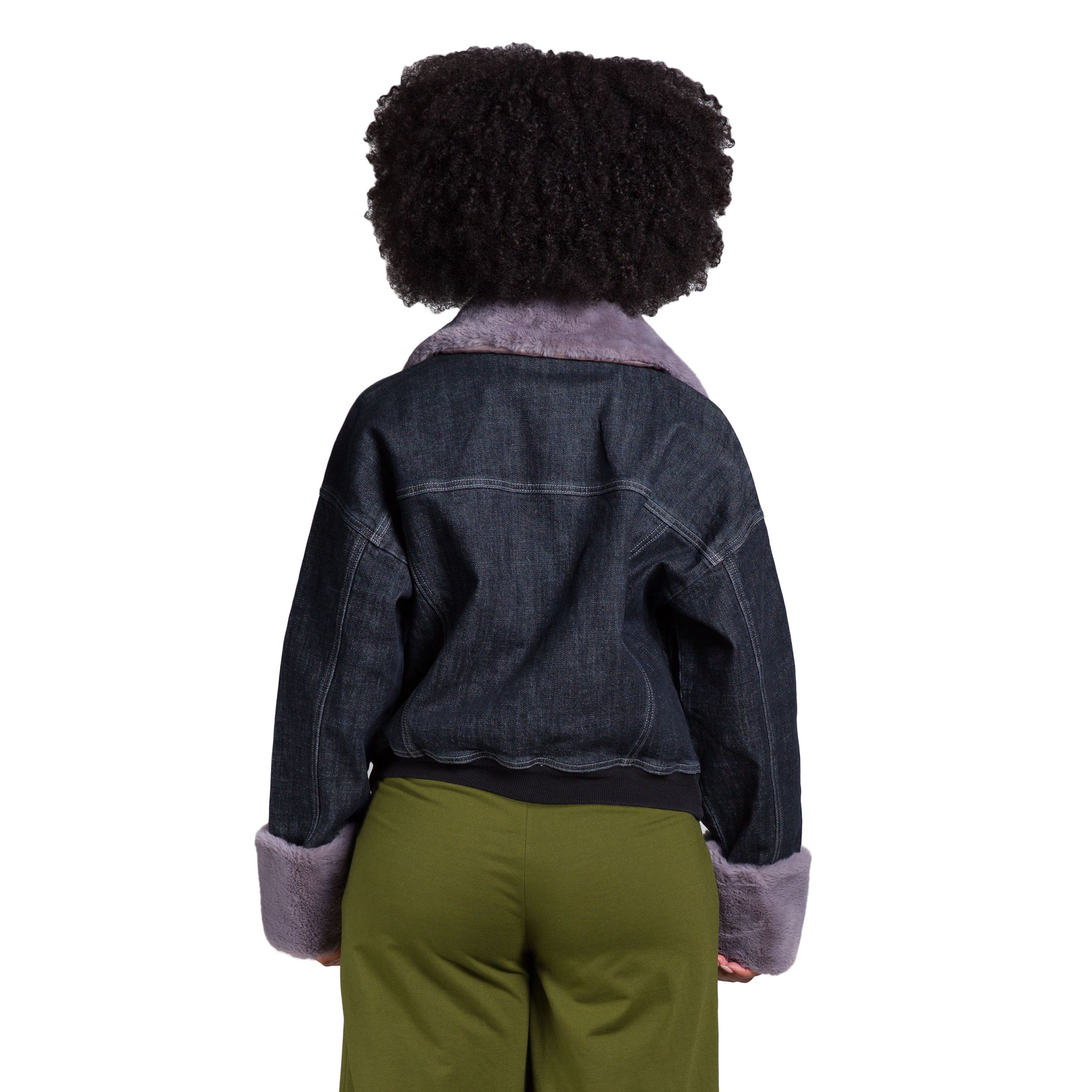 Zip Up Faux Fur Trim Trucker JKT