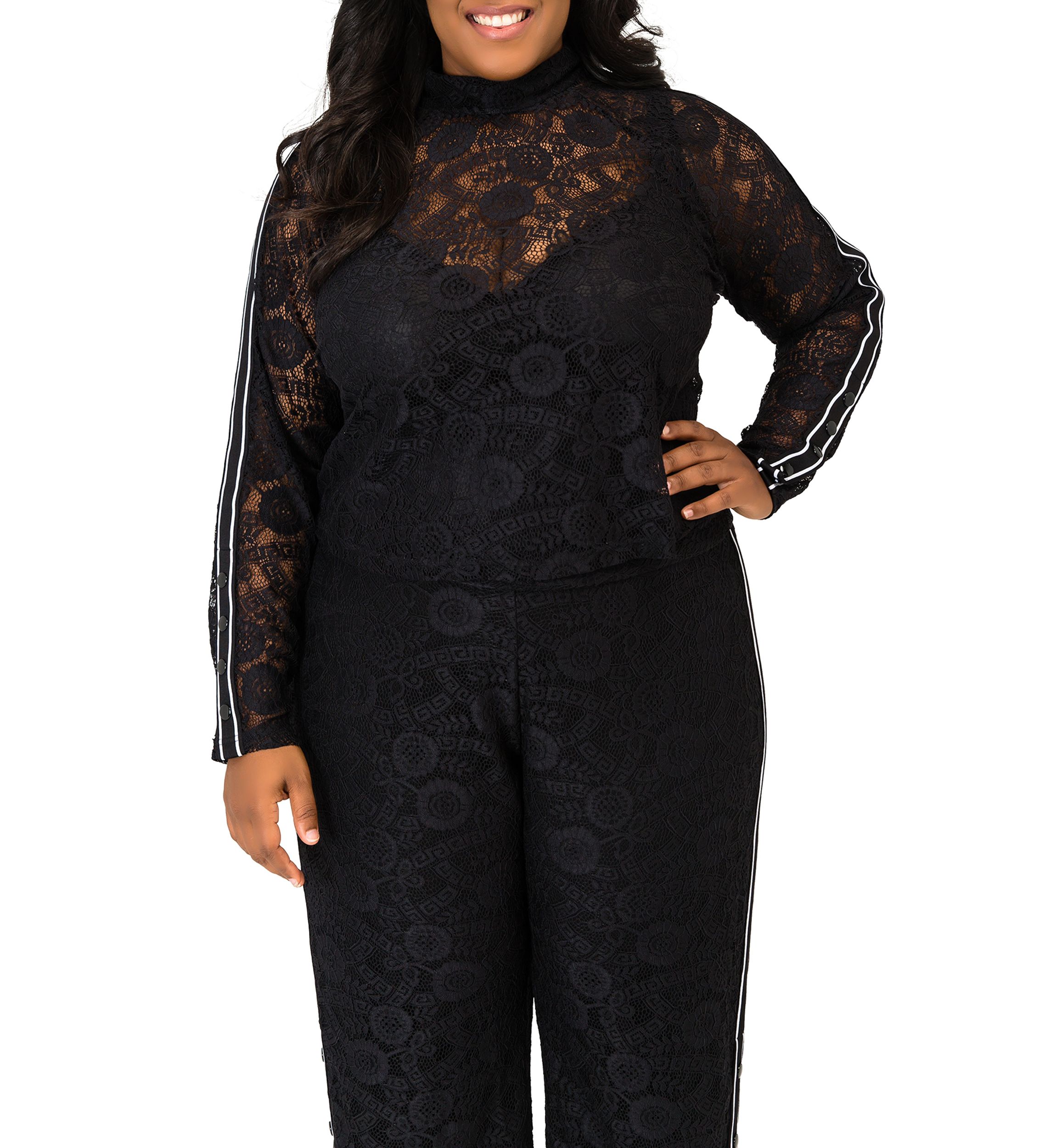 Plus Size Justine Lace Turtleneck Top