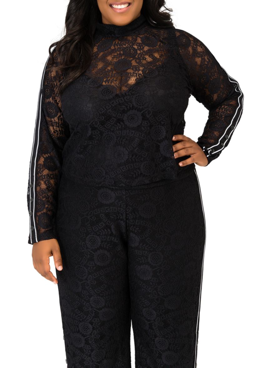Plus Size Justine Lace Turtleneck Top