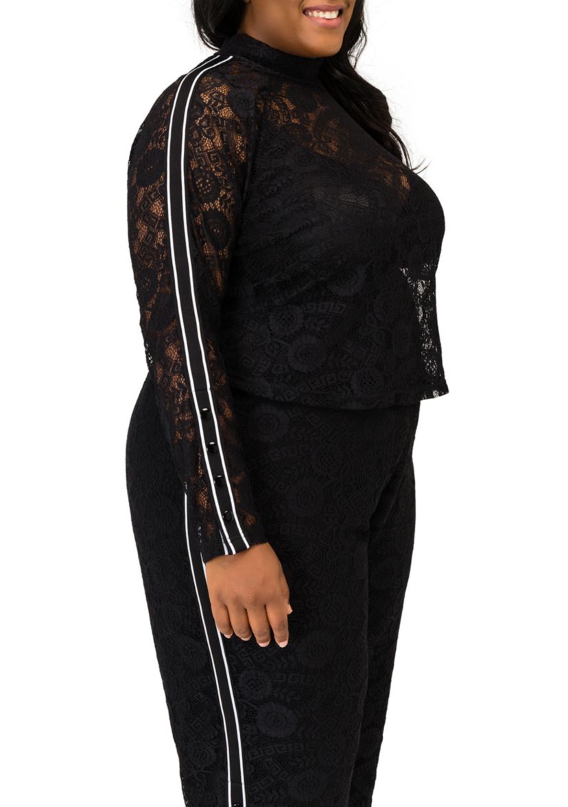 Plus Size Justine Lace Turtleneck Top