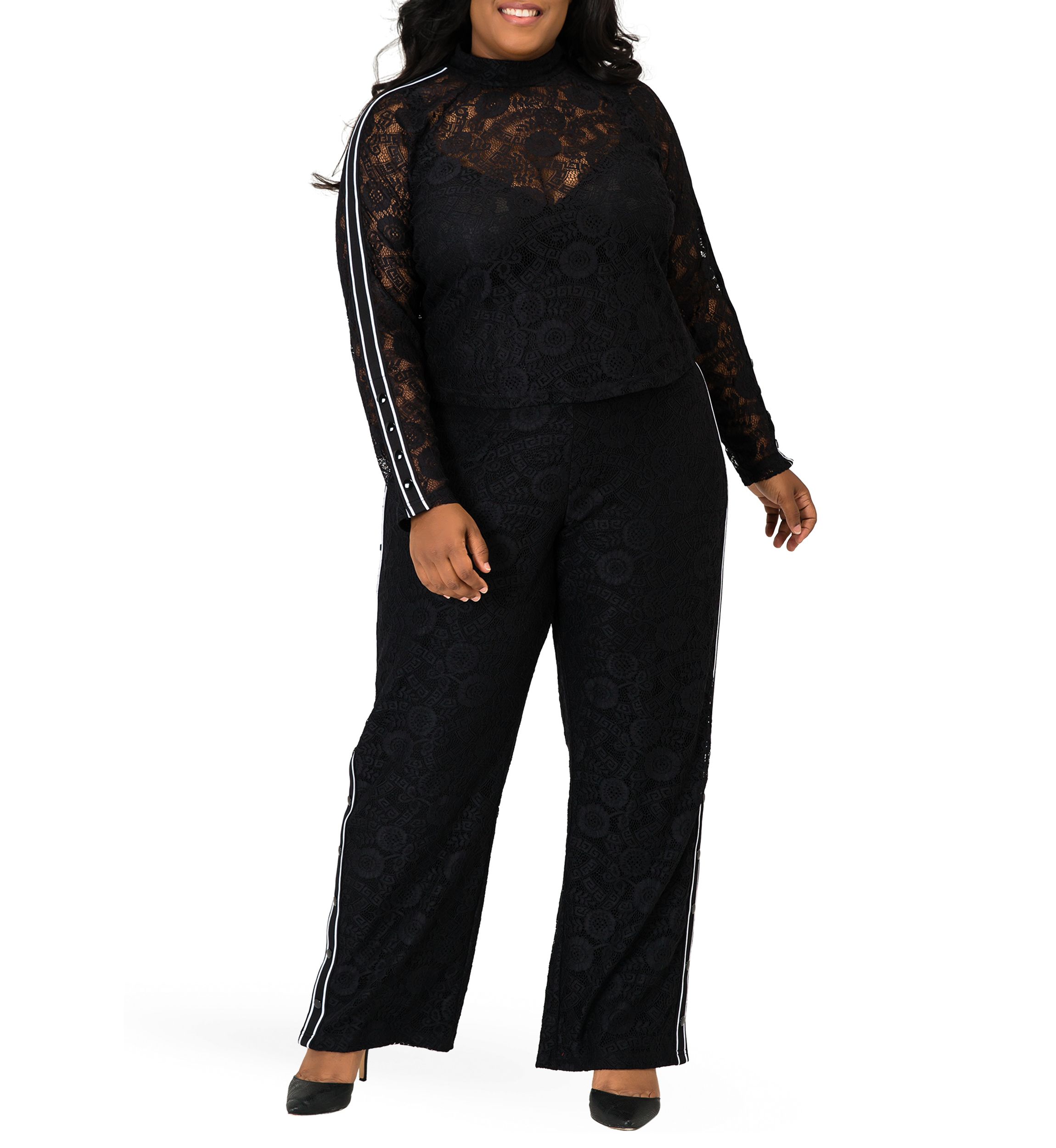 Plus Size Justine Lace Turtleneck Top
