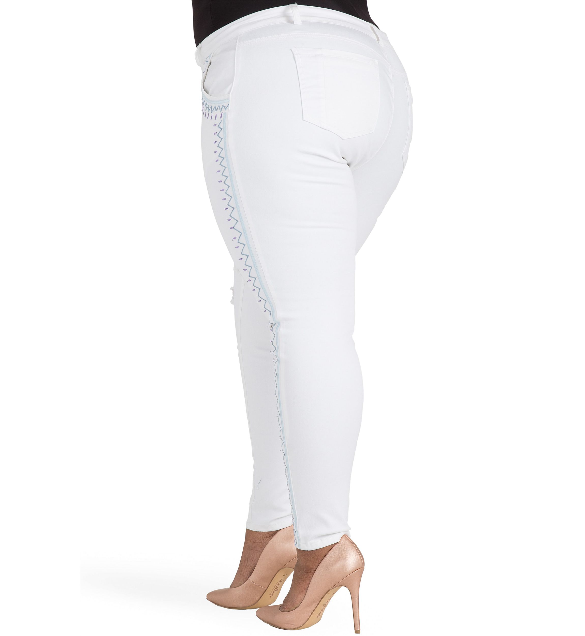Plus Size Curvy Fit White Skinny Ankle Jeans