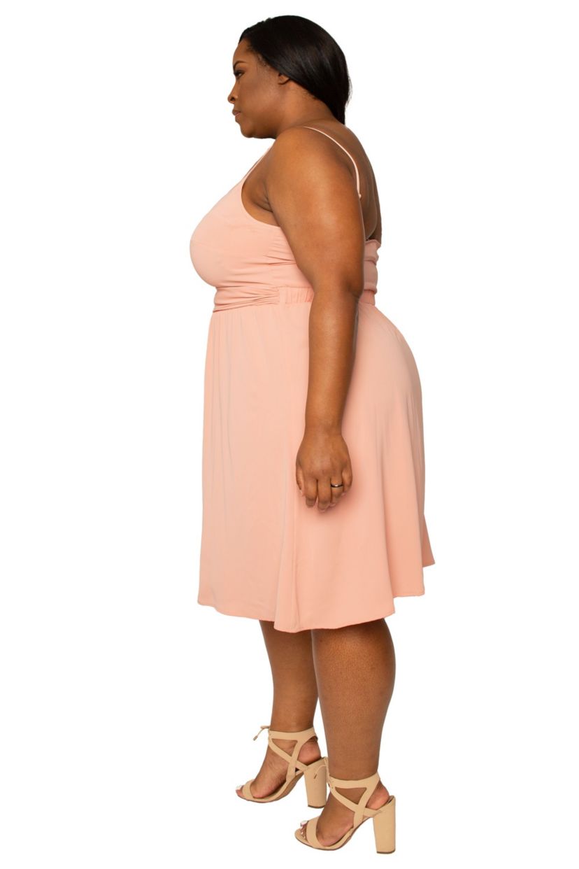 Poetic Justice Womens Plus Size Dusty Pink Thin Strap Peach Midi Dress