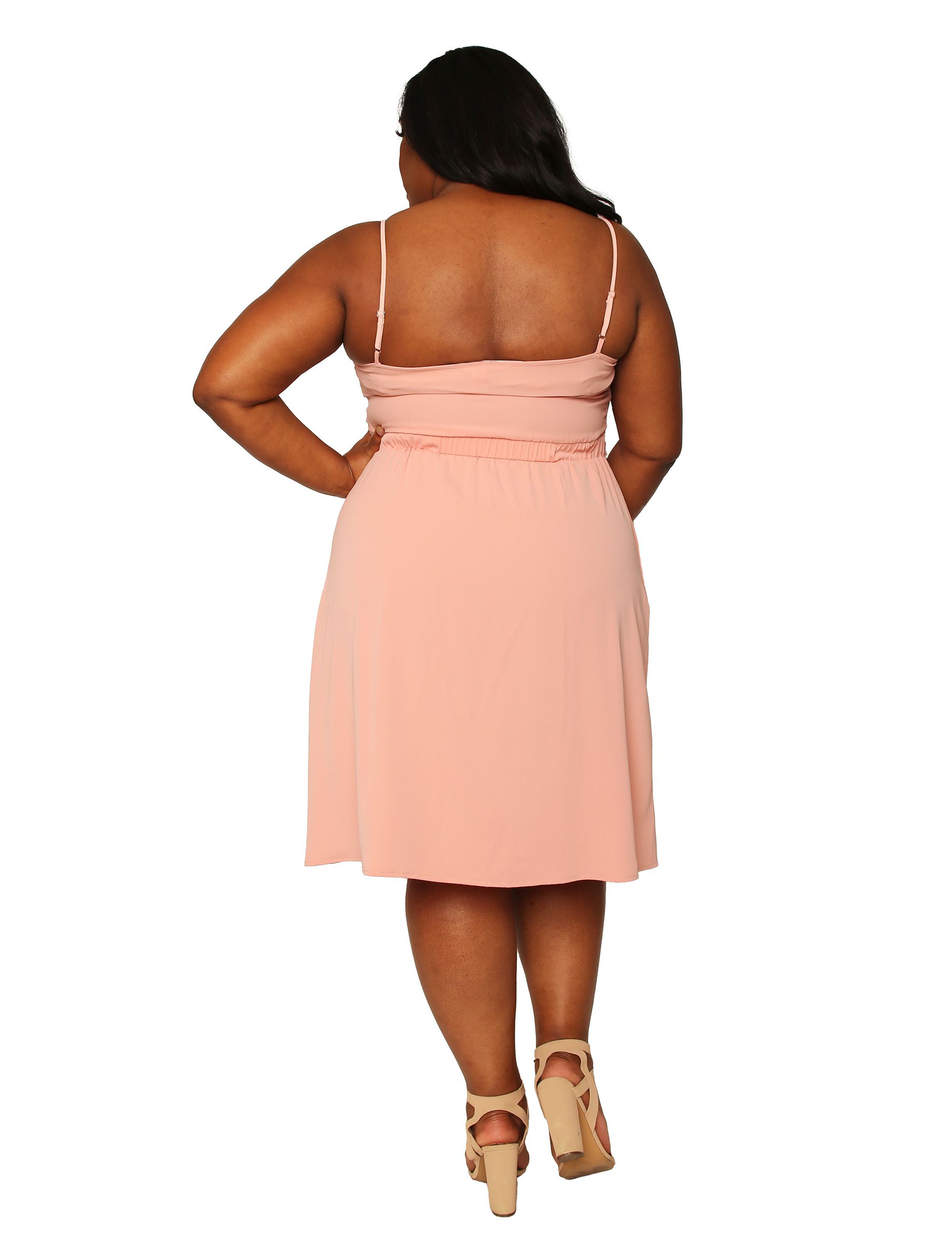 Poetic Justice Womens Plus Size Dusty Pink Thin Strap Peach Midi Dress