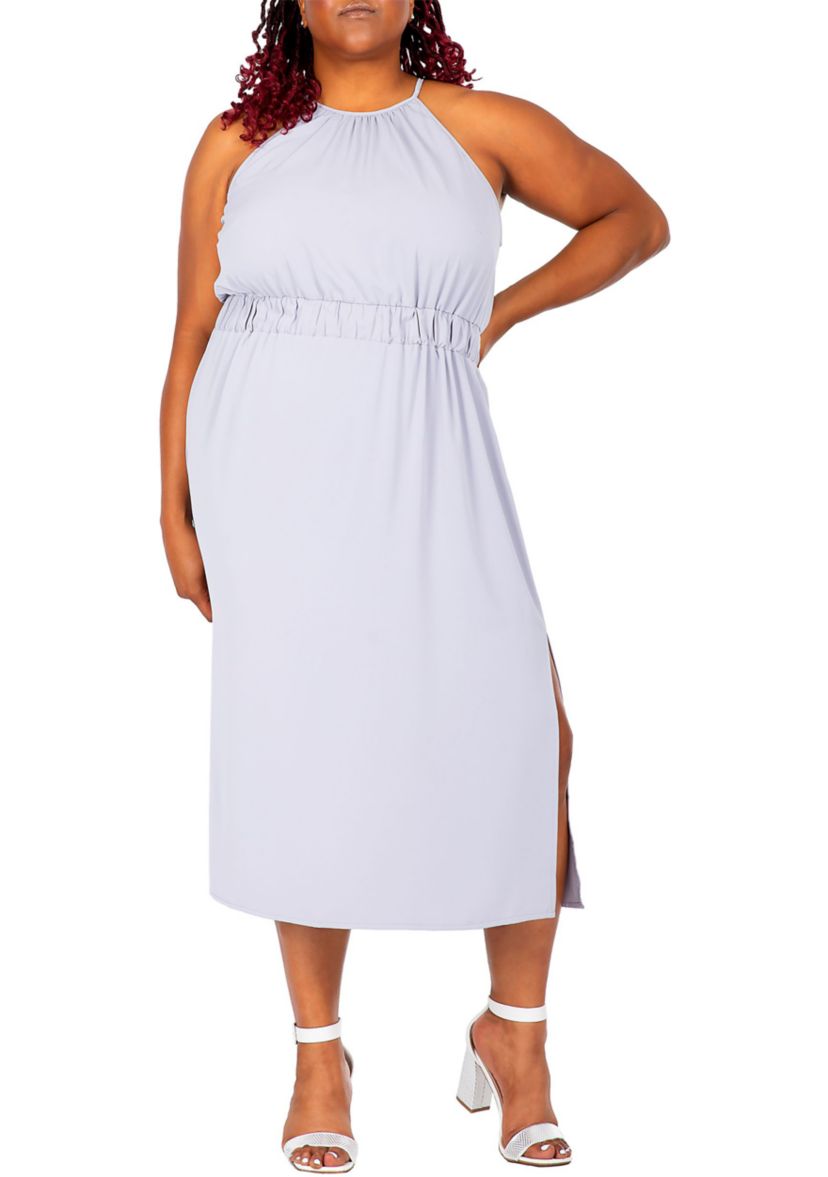 Womens Plus Size Halter Neck Elegant Maxi Dress
