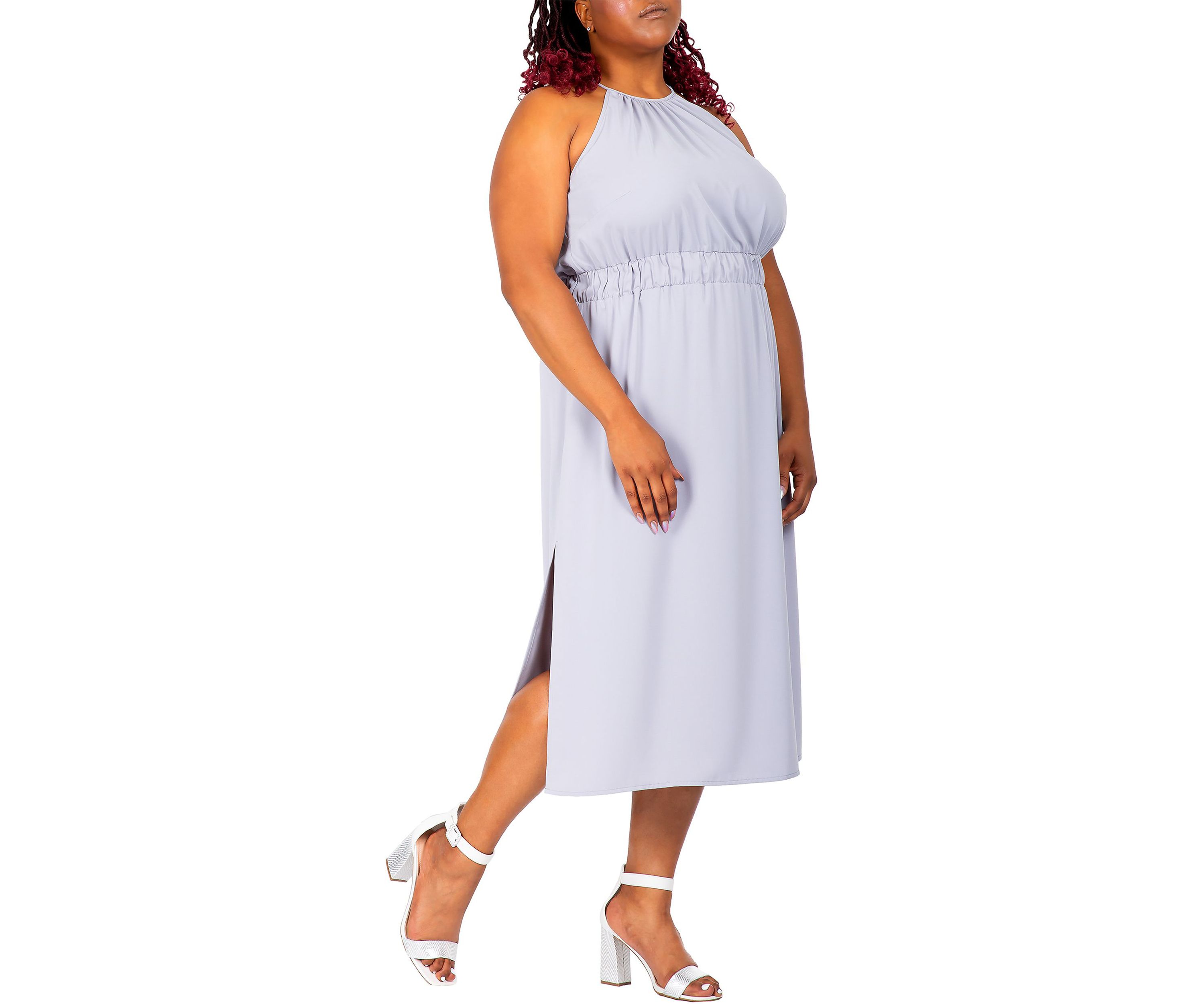 Womens Plus Size Halter Neck Elegant Maxi Dress