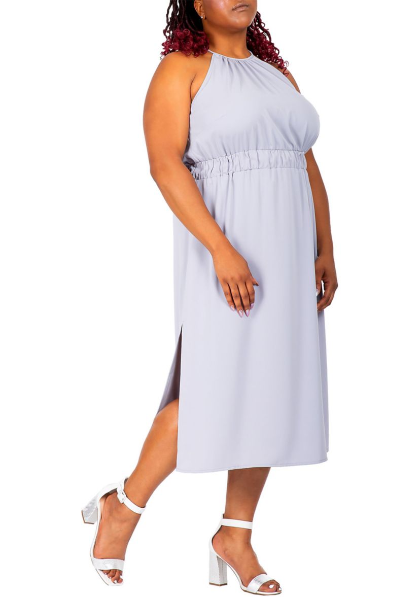 Womens Plus Size Halter Neck Elegant Maxi Dress