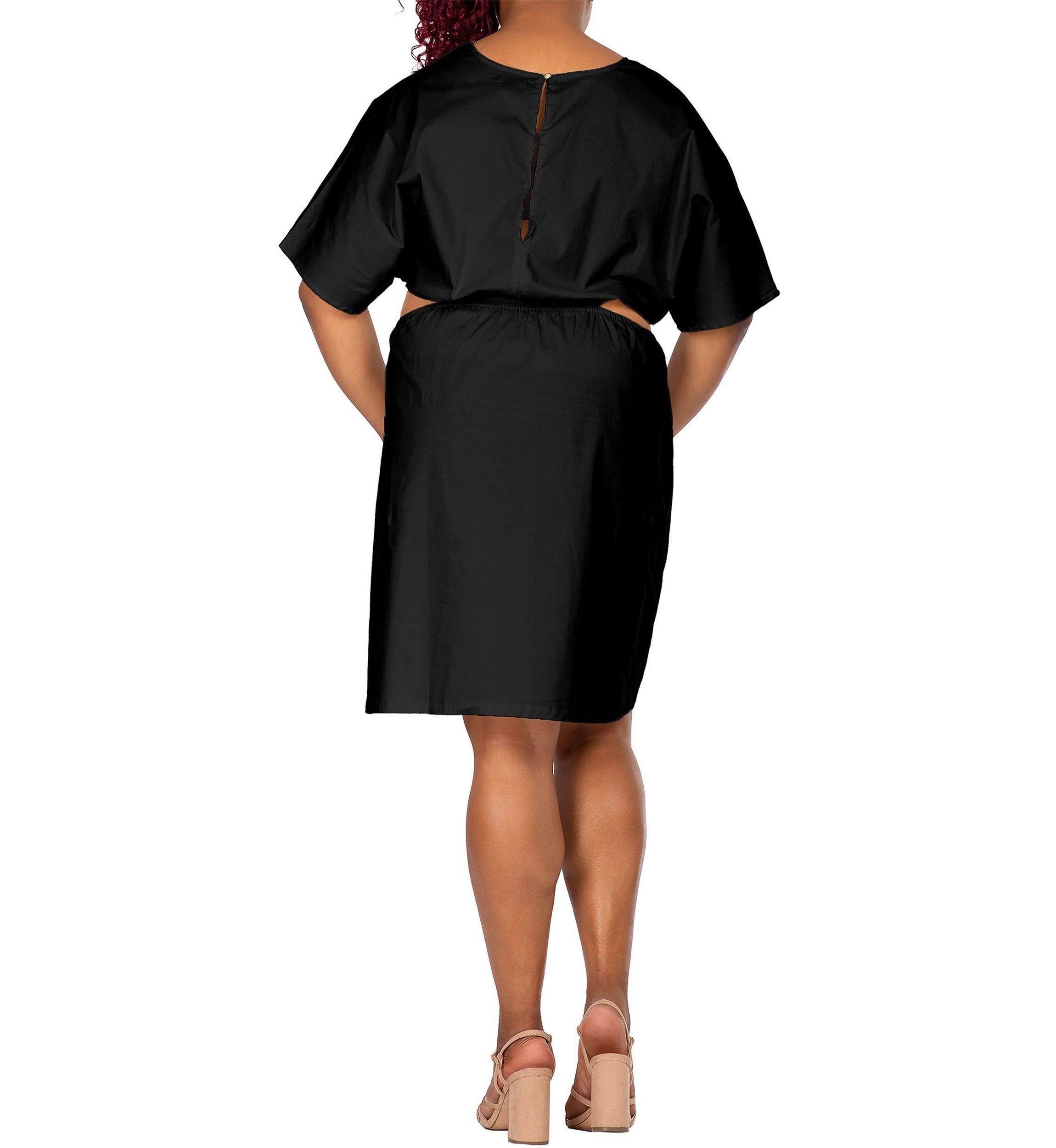 Womens Plus Size Kimono Sleeves Cut Out Waist Split Side Mini Dress