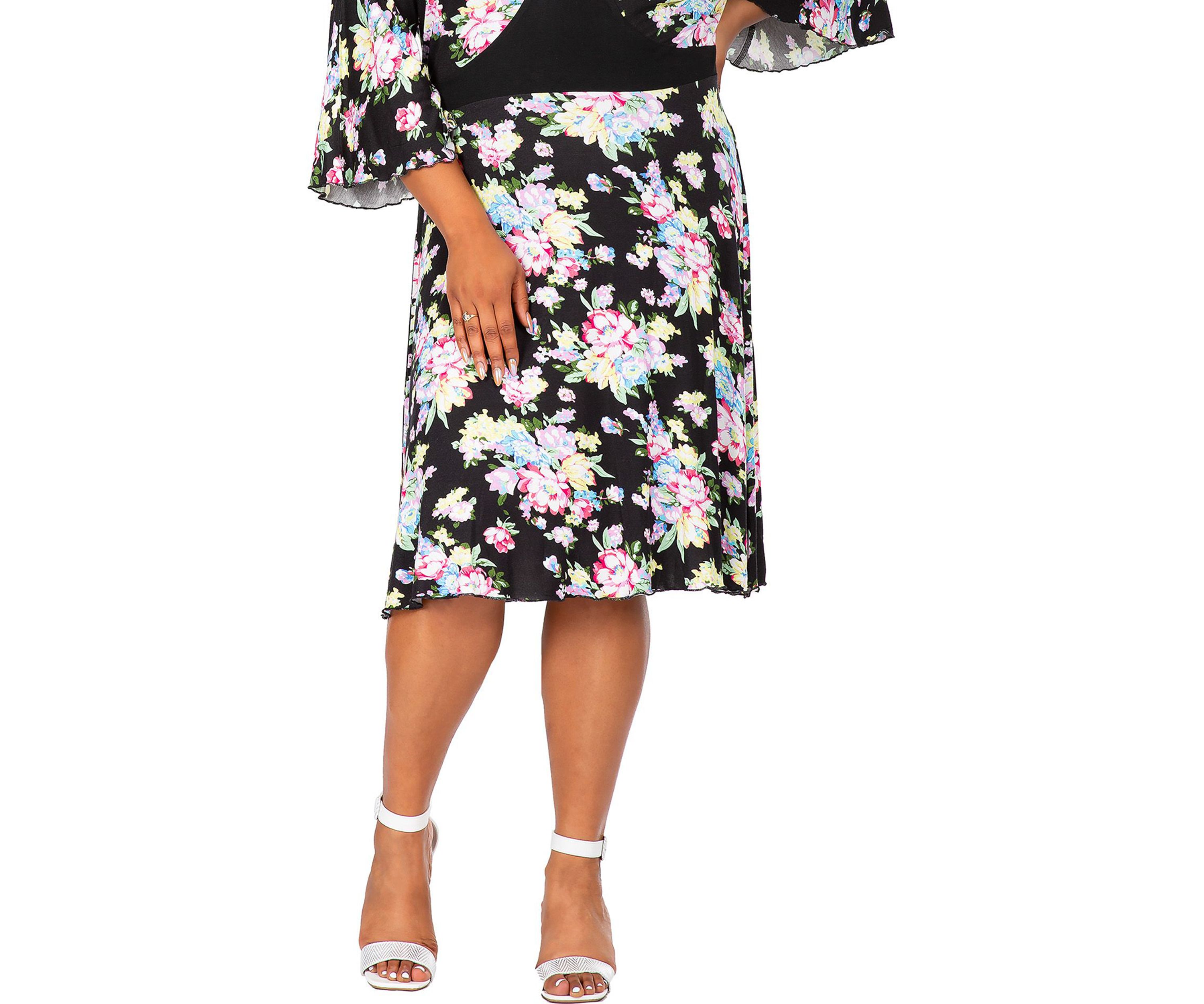 Womens Plus Size Spring Floral Print Bell Sleeves V Neck Casual Flowy Mini Dress