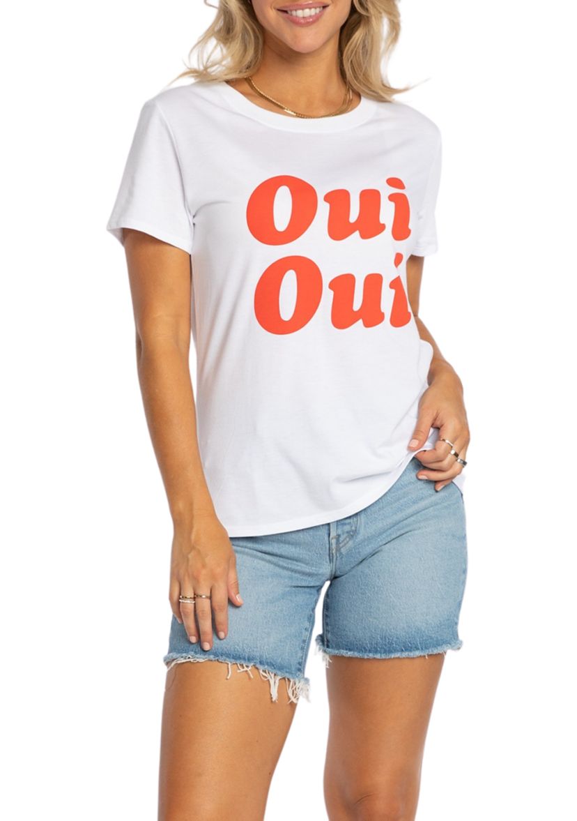 Womens Short Sleeve Oui Oui Graphic T-Shirt